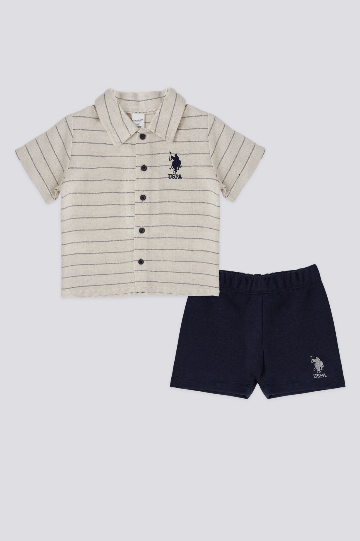 U.S. Polo Assn. Striped Shirt Lacivert Erkek Bebek Takımı