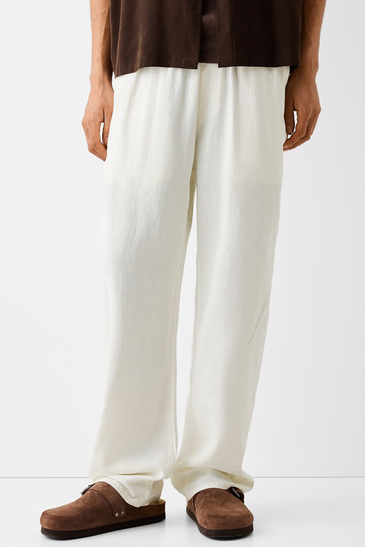 Bershka Keten karışımlı wide leg jogger pantolon