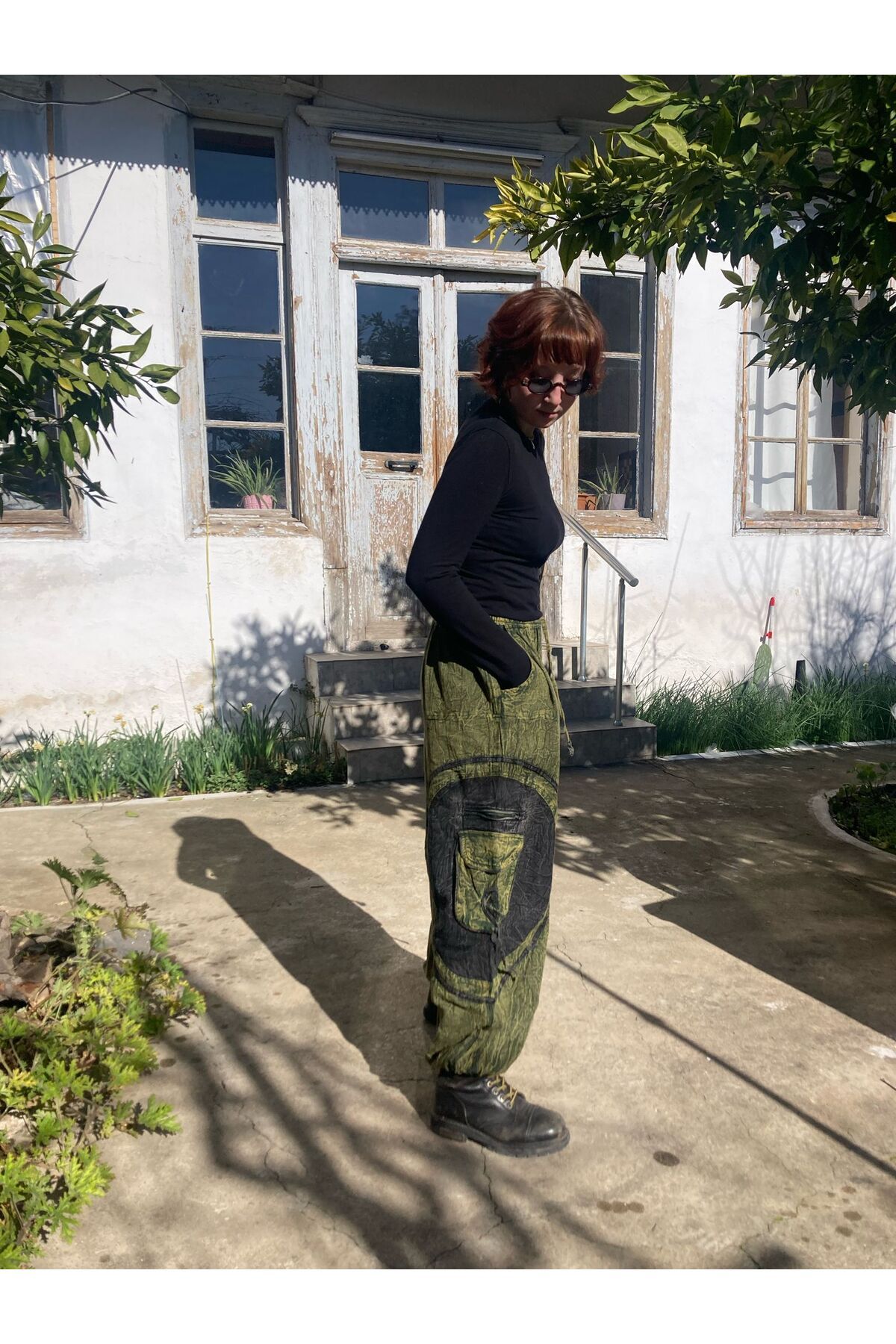 cadı otantik Nepal Yeşil Antrasit Unisex Şalvar Pantolon