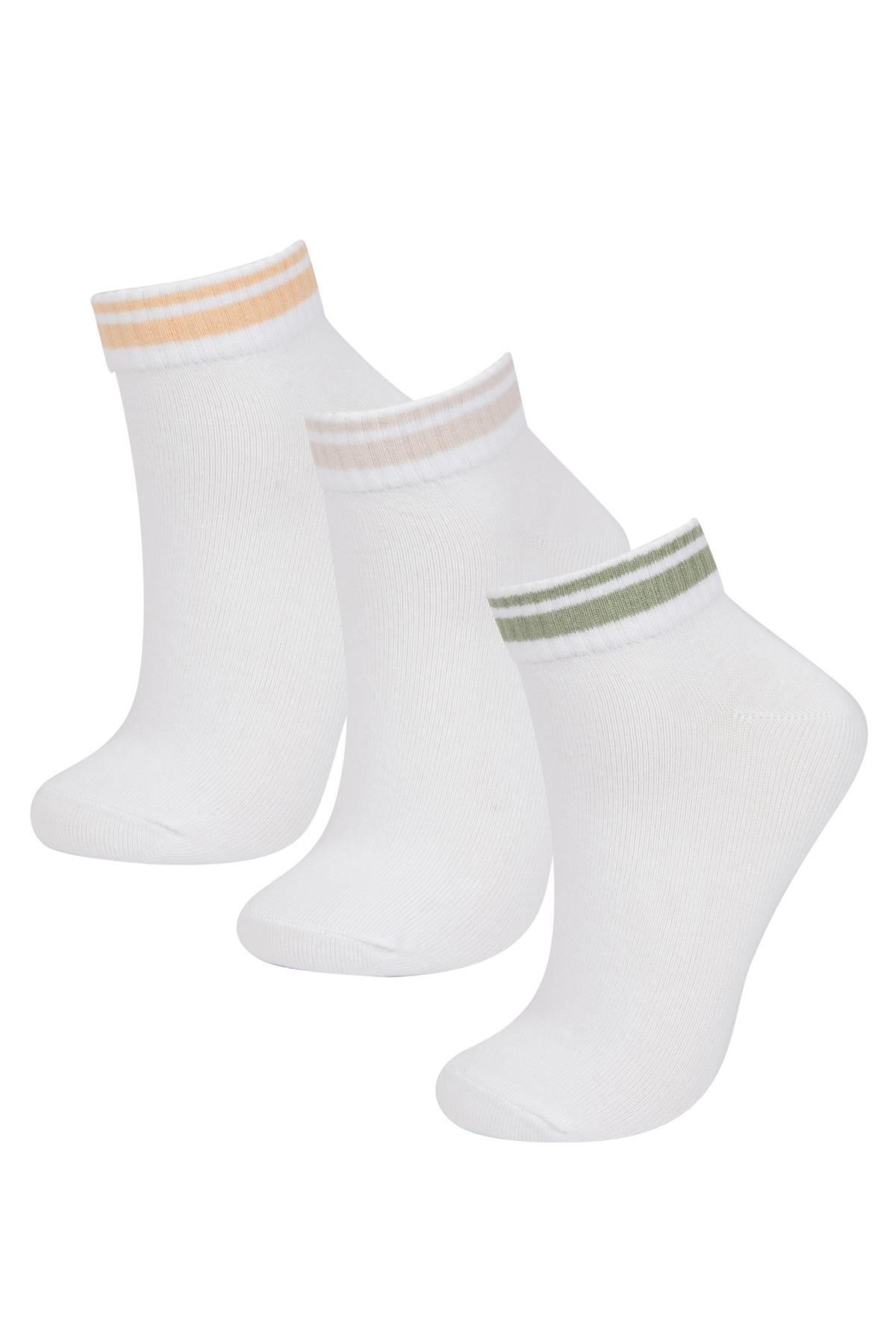 Defacto Kadın 3'lü Pamuklu Patik Çorap B6029axns