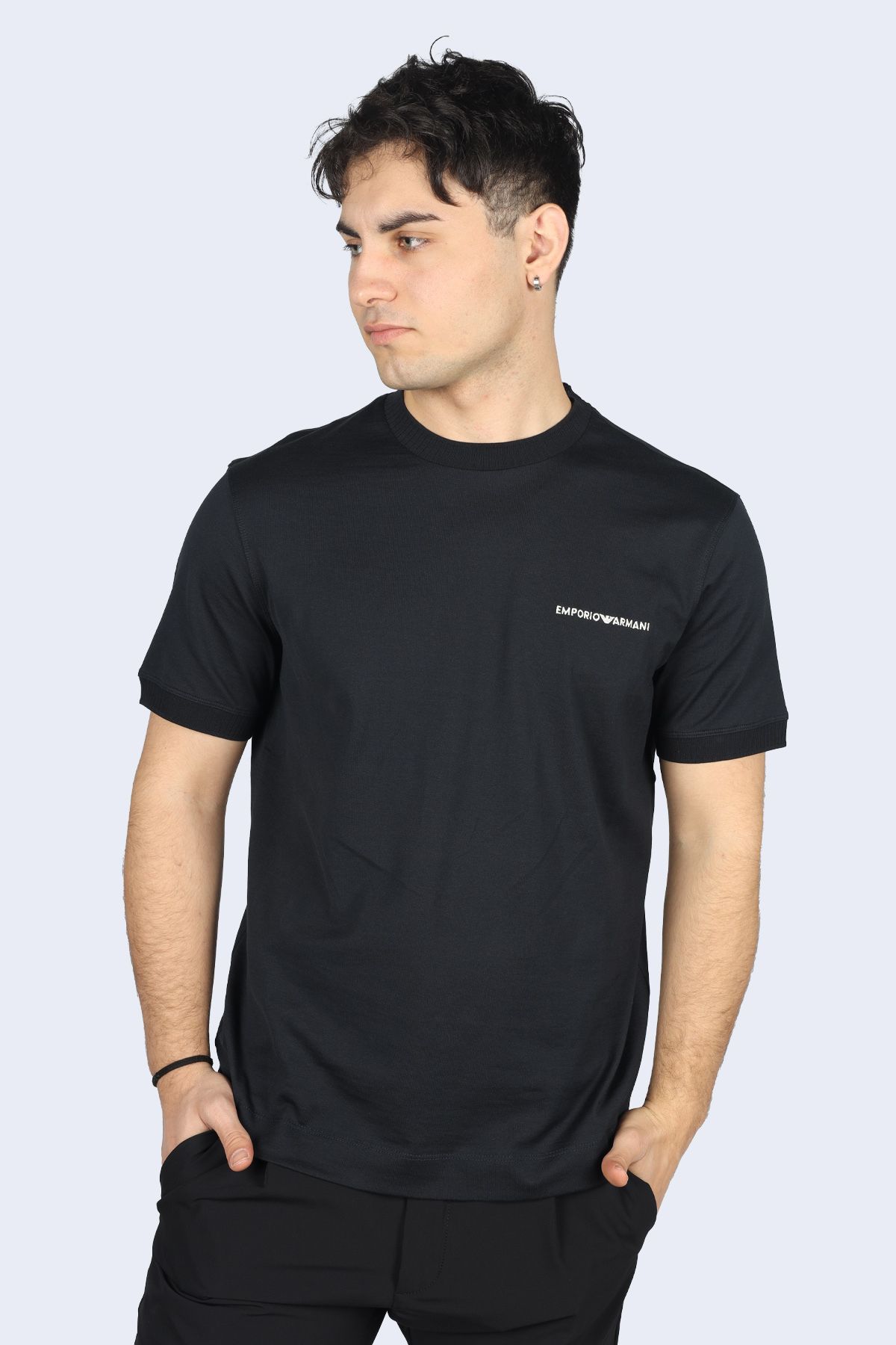 Emporio Armani Erkek Marka Logolu Pamuklu Normal Kalıp Günlük Antrasit T-Shirt 3D1TN3 1JOCZ-0966