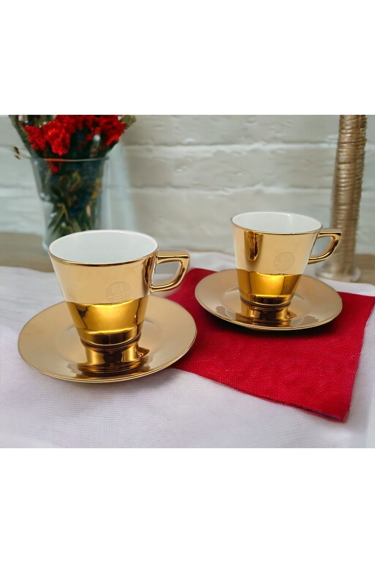 Shopiolog Onta Porselen 2 Kişilik Çay Fincanı Takımı 180 Ml Gold