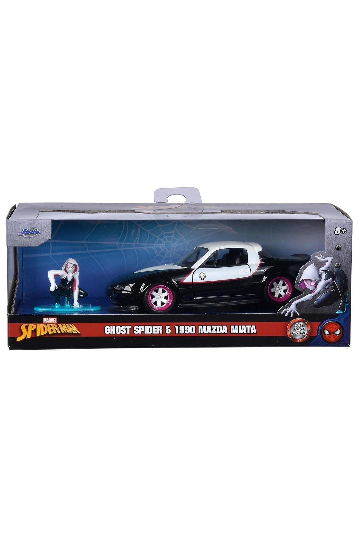 Simba Jada Toys Ghost Spider ve 1990 Mazda Miata 1:32 Koleksiyon Oyuncak Araba