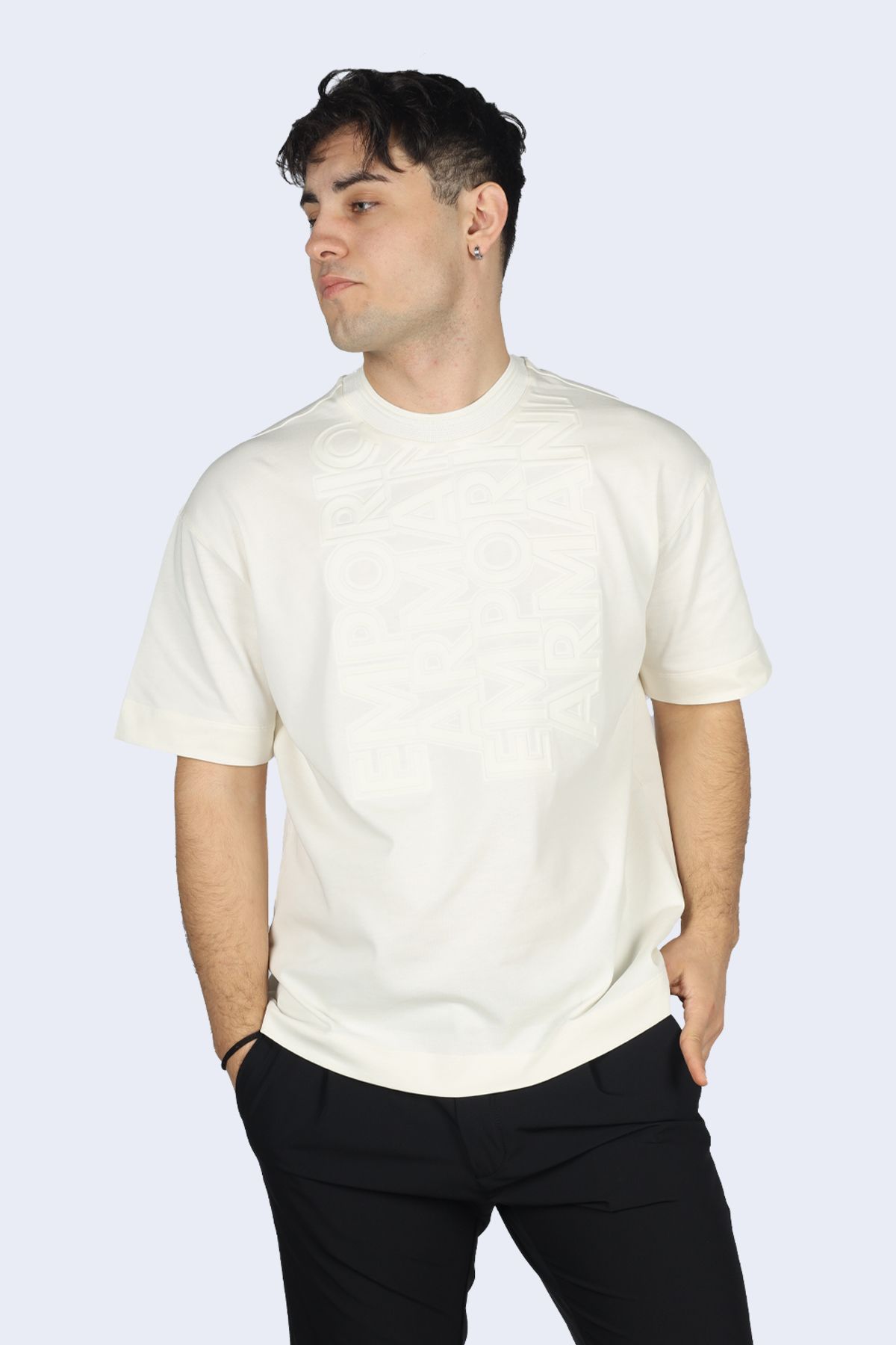 Emporio Armani Erkek Marka Logolu Pamuklu Normal Kalıp Günlük Beyaz1 T-Shirt 3D1T94 1JWZZ-0157