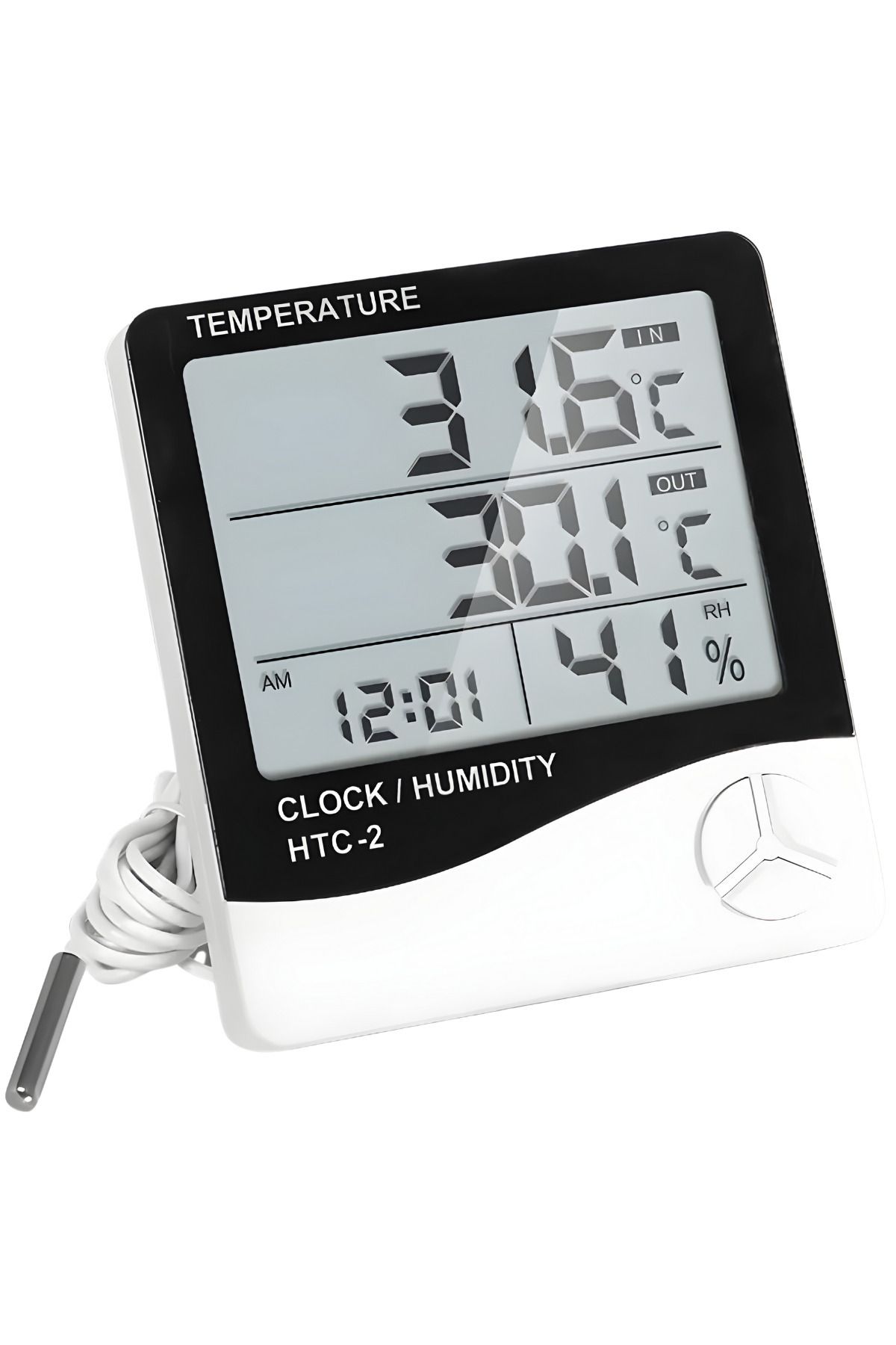 Htc Bebek Odası Masaüstü Dijital Termometre Nem Ölçer Saat -2