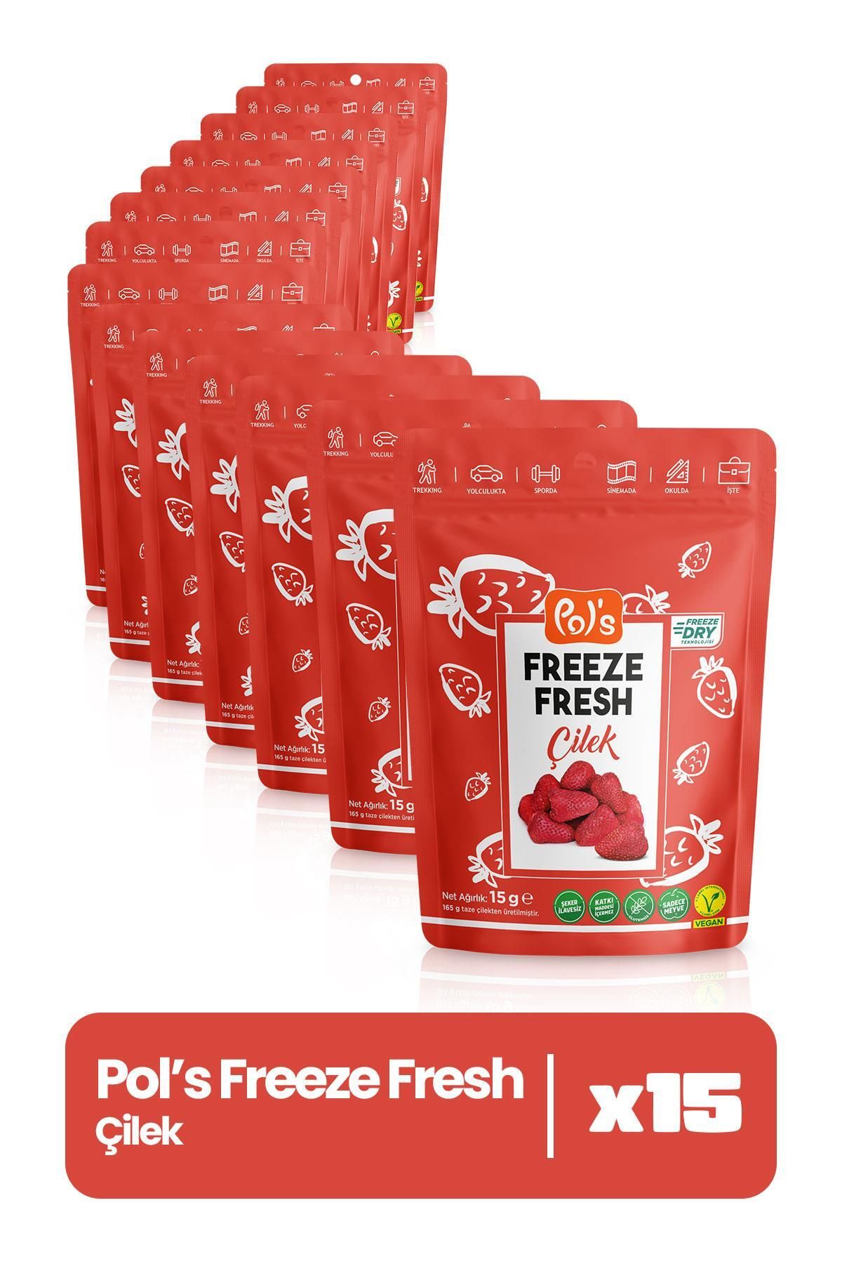 Pol's Freeze Fresh Çilek 15 G X15 Adet Freeze Dry Dondurularak Kurutulmuş Meyve
