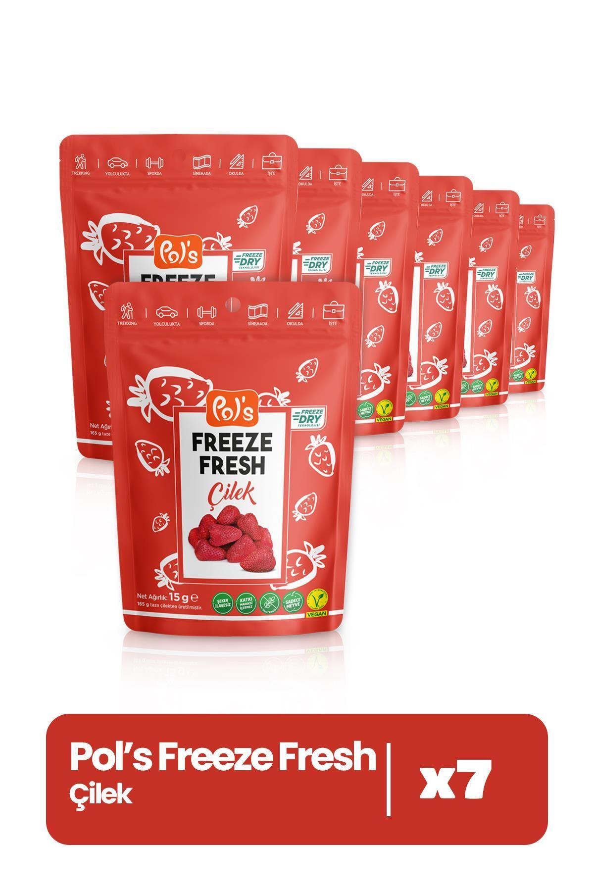 Pol's Freeze Fresh Çilek 15 G X 7 Adet Freeze Dry Dondurularak Kurutulmuş Meyve
