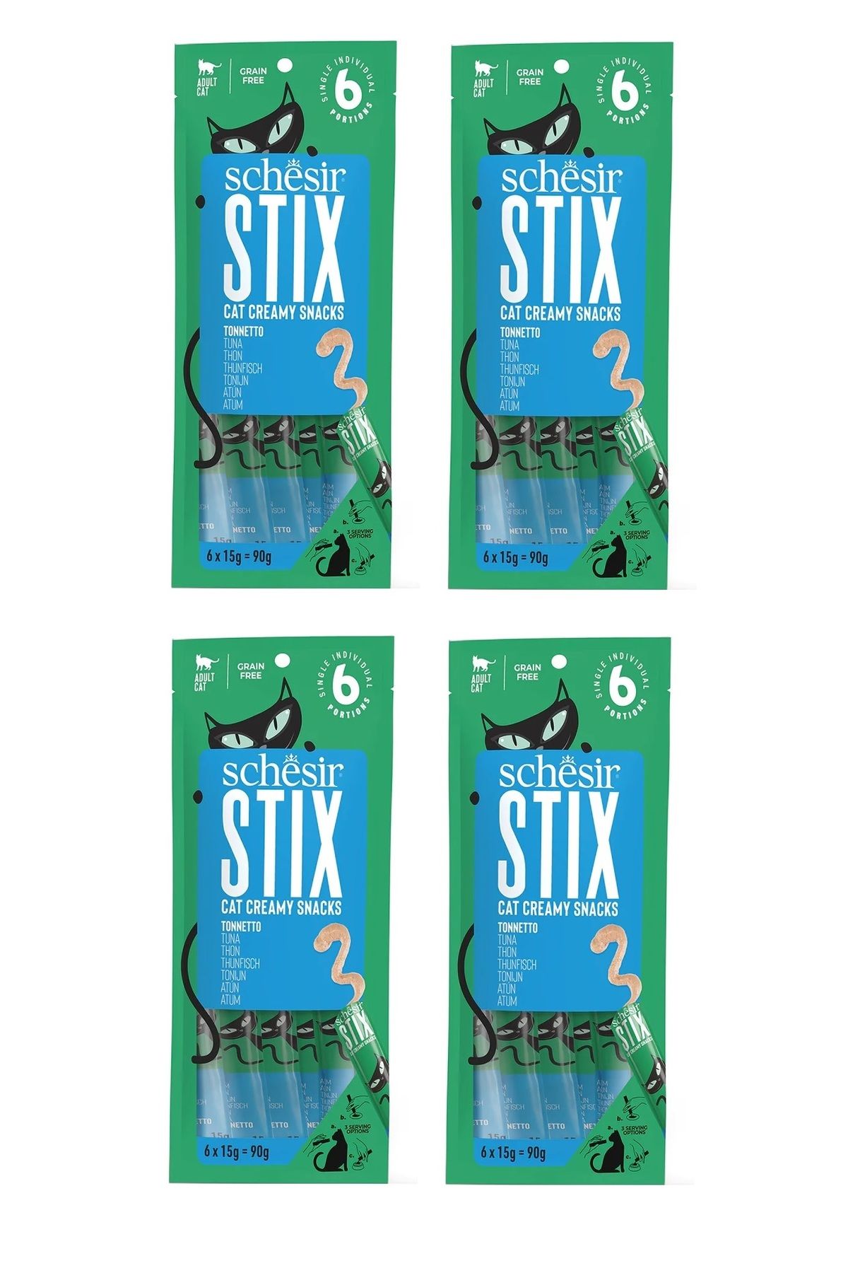 Schesir Stix Ton Balıklı Krema Kedi Sıvı Ödülü 6 X 15 Gr. 4 Lü Paket