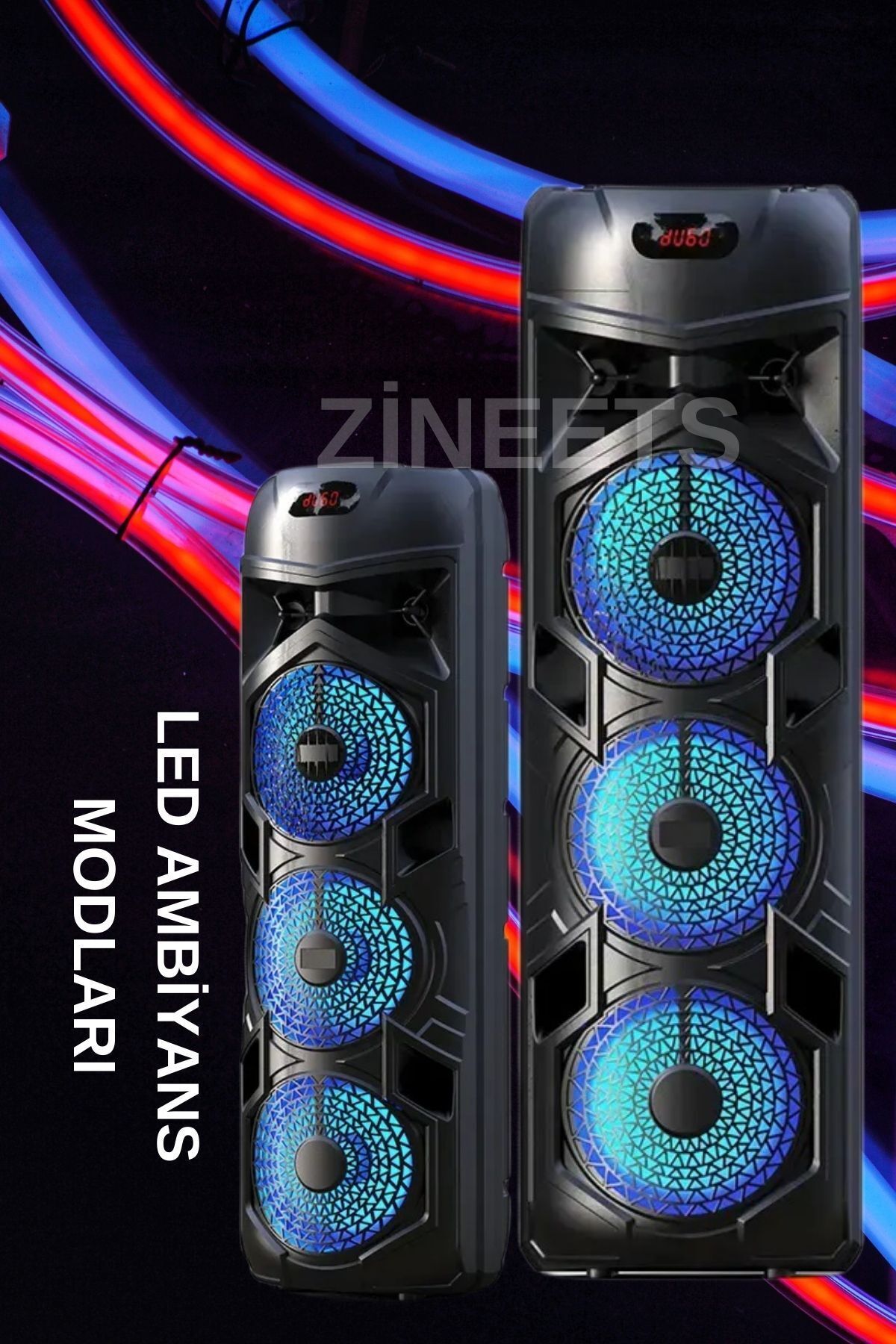 Mila Işıklı Büyük Boy Party Box Bluetooth Hoparlör Taşınabilir Şarjlı Ses Sistemi RADYOLU Karaoke Mic