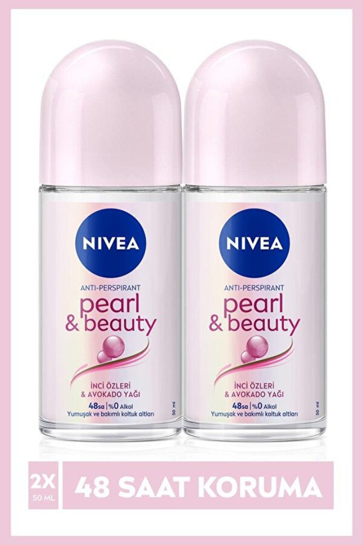 NIVEA Kadın Roll-On Deodorant Pearl&Beauty 50 mlx2 Adet, 48 Saat Anti-Perspirant Koruma