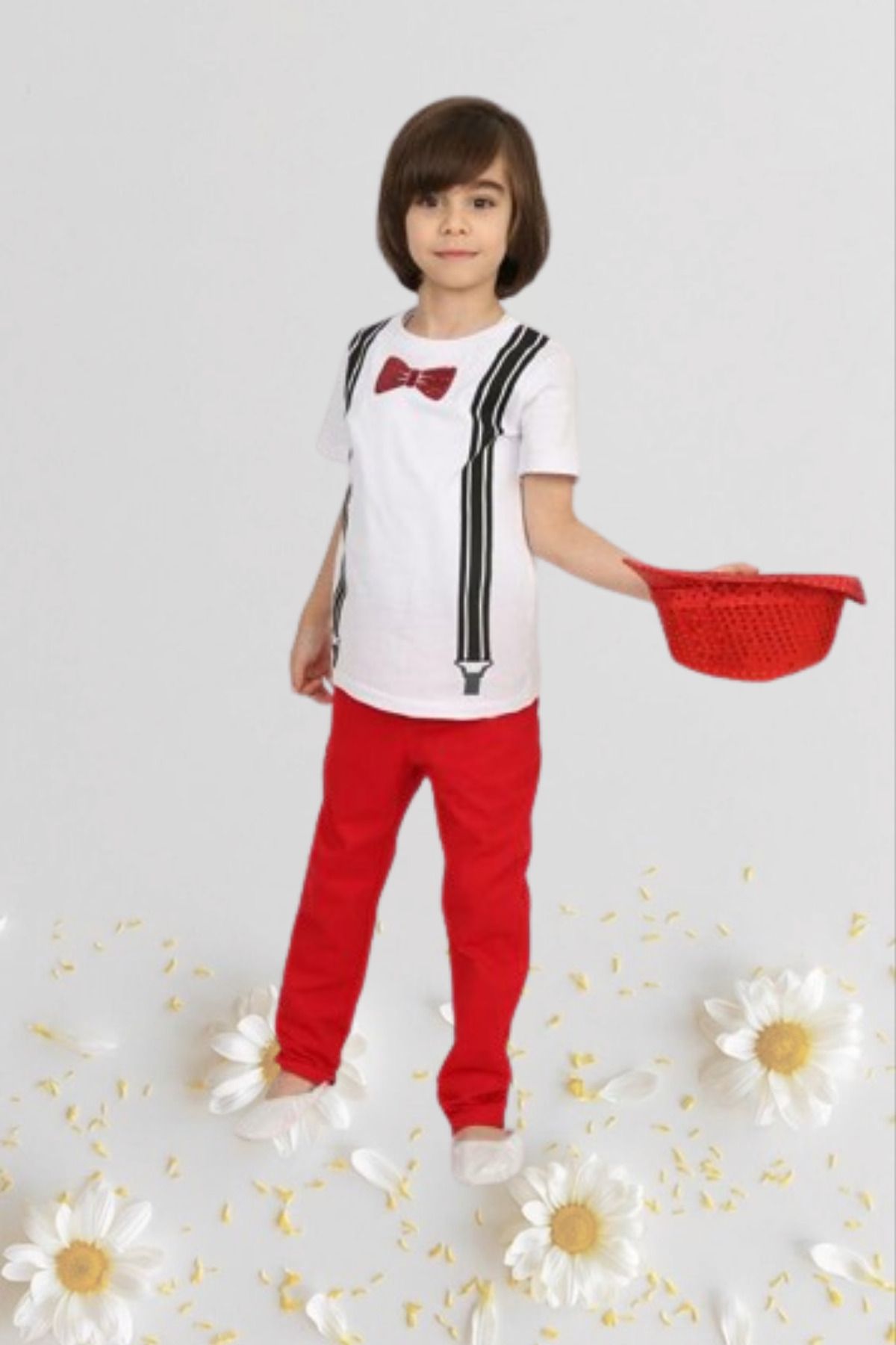 Nacar Erkek Çocuk 23 Nisan Kıyafeti Kostüm Pantolon Kısa Kol Tshirt Takım 024