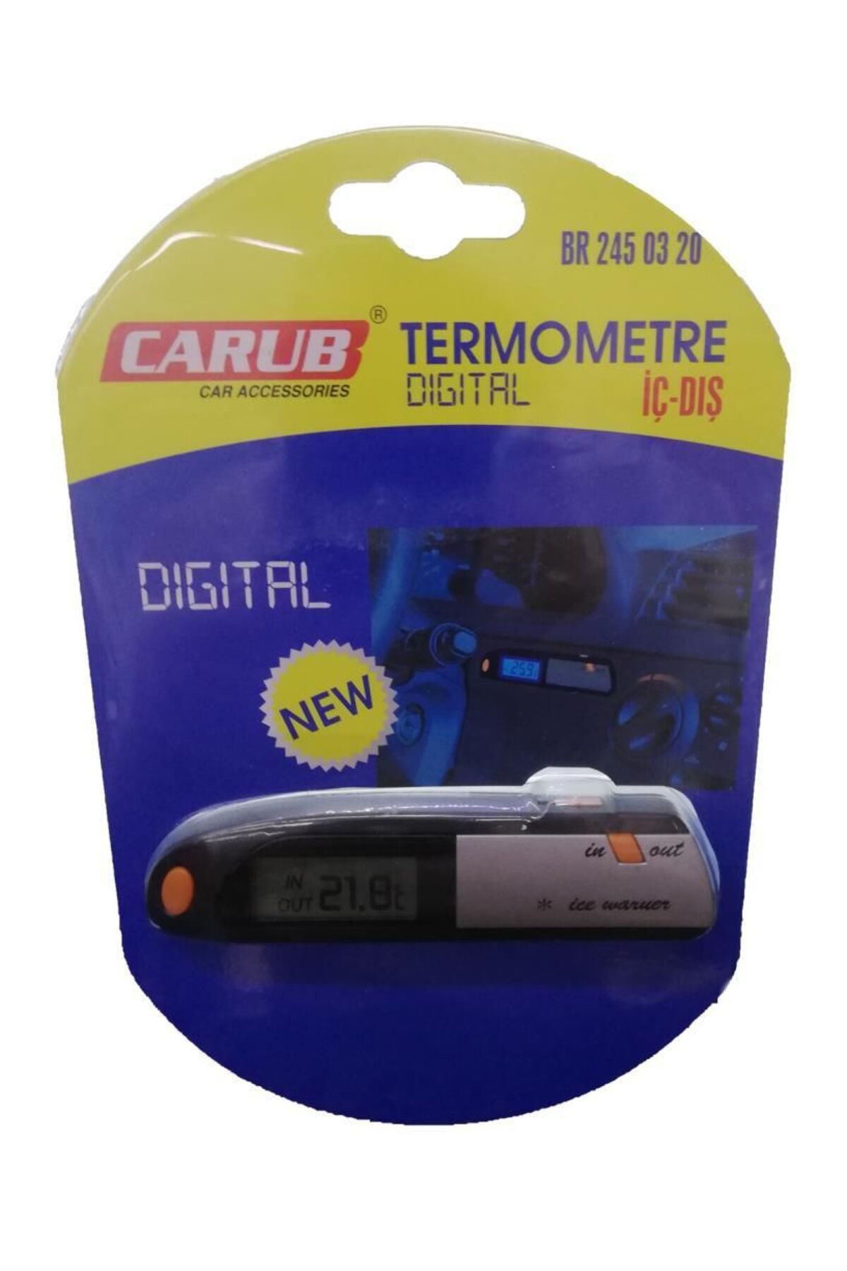 Genel Markalar Carub Dijital Araba İç Dış Ölçüm Aleti Termometre (Lisinya) alithestereo