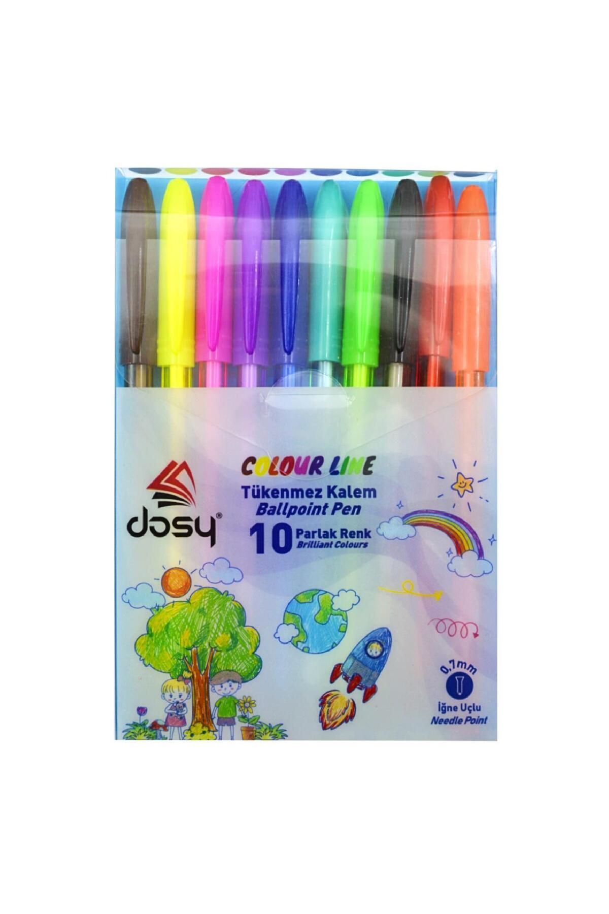 Dosy Colorline Tükenmez Kalem 0.7 Mm 10 Lu Set Blisterli