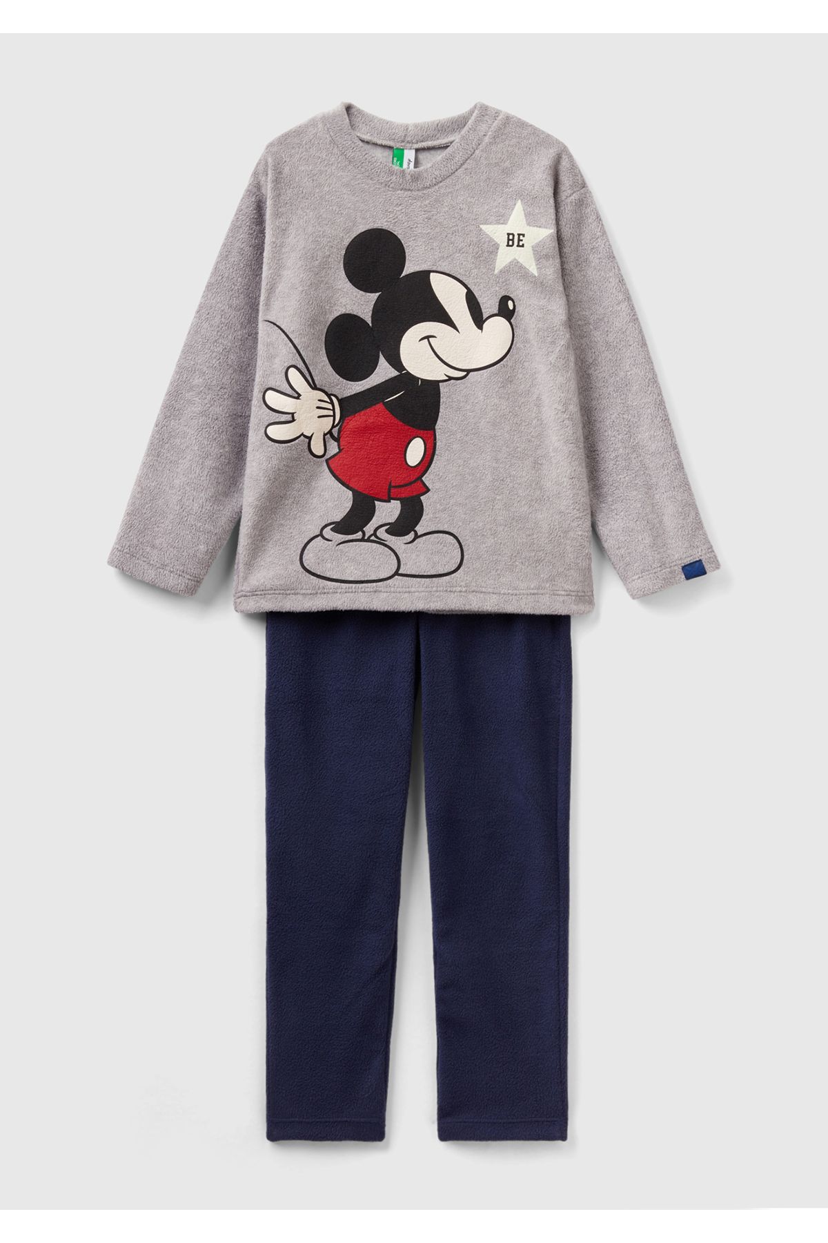 United Colors of Benetton Erkek Çocuk Gri Mix Mickey Baskılı Pijama Takımı