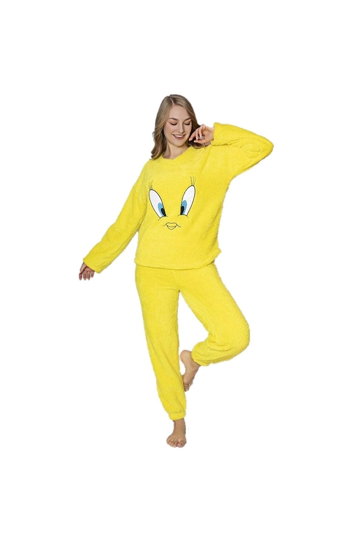 d Kit Boutique Kadın Tweety Peluş Pijama Takımı