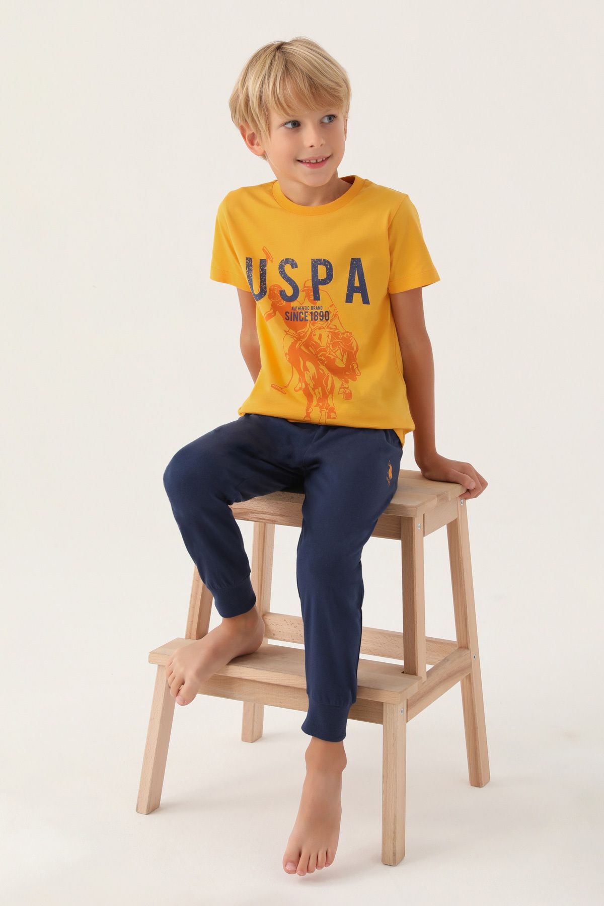 U.S. Polo Assn. Erkek Çocuk, Lisanslı, USPA, Hardal, T-shirt 2'li Takım