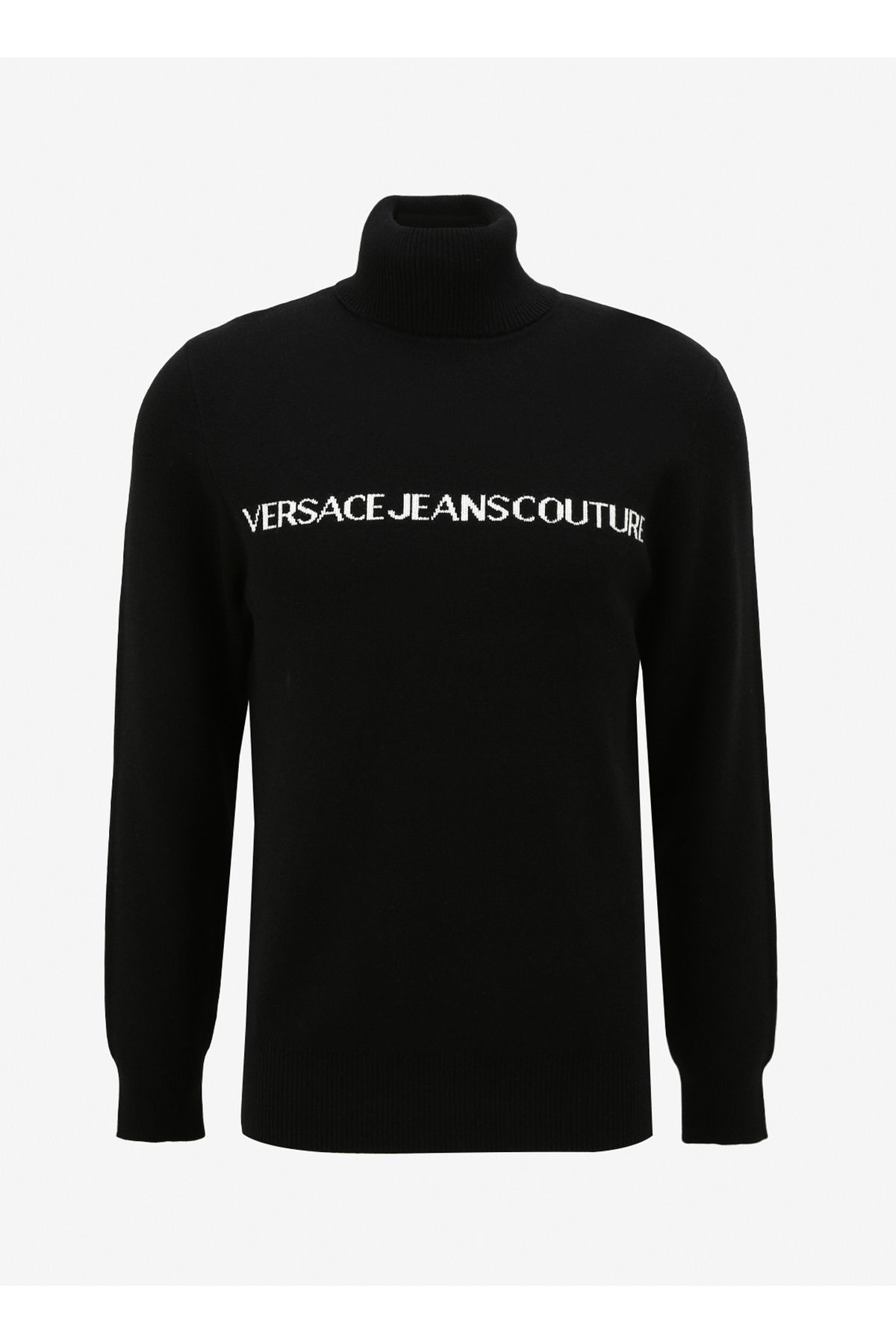 VERSACE JEANS COUTURE Yarım Balıkçı Yaka Slim Fit Siyah - Beyaz Erkek Kazak 75GAFM07CM06HA0E