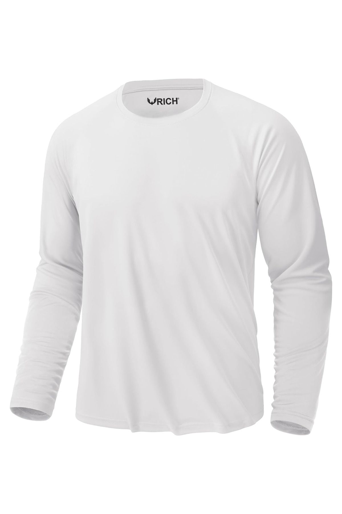 Rich Erkek Beyaz Basic Uzun Kollu Tişört Sporcu Body T-shirt