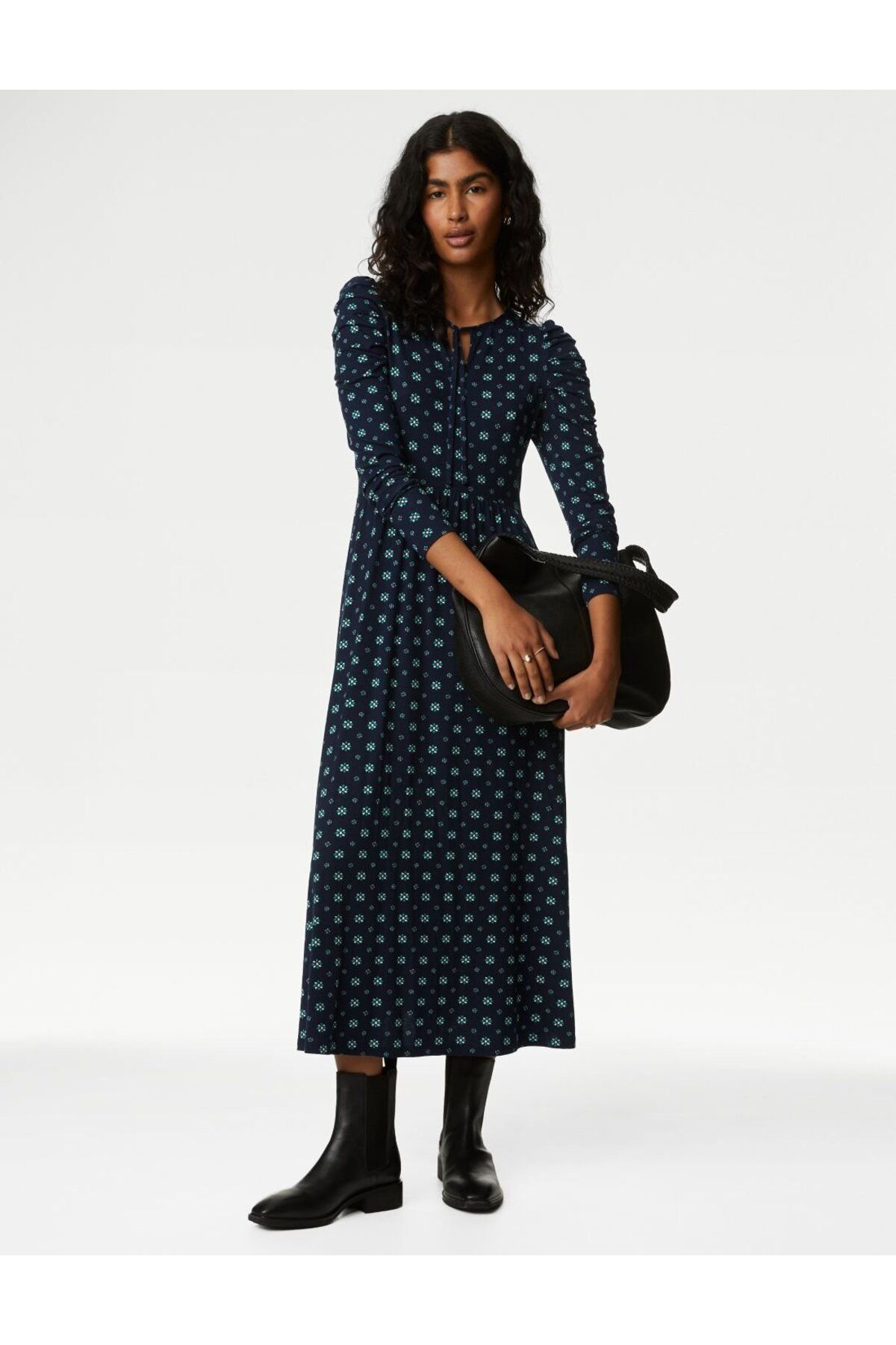 Marks & Spencer Uzun Kollu Midi Örme Elbise