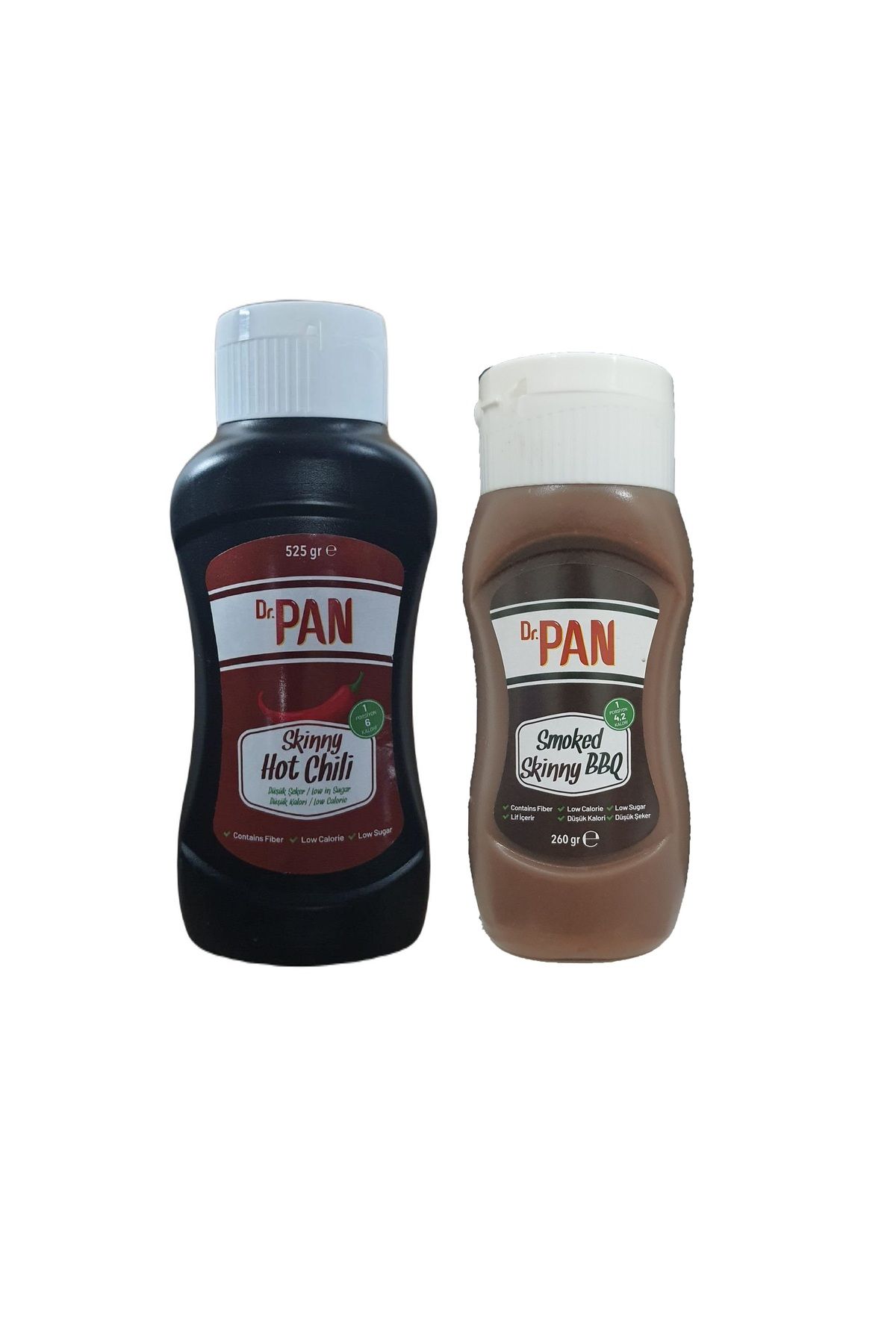 Dr Pan Dr. Pan 2'li Şekersiz Sos Paketi Hot Chili Sos 525 gr - Barbekü Sosu 260 gr Şekeriz Düşük Kalorili