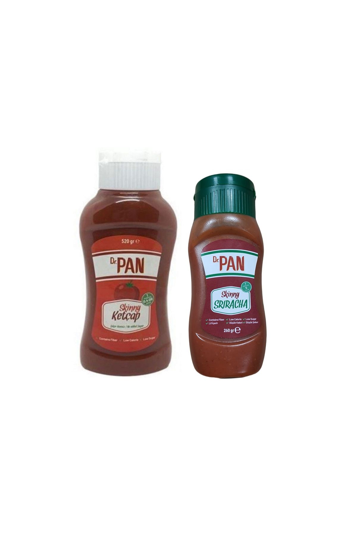 Dr Pan Dr. Pan 2'li Şekersiz Sos Paketi Ketçap 520 gr ve Sriracha Sosu 260 gr Şekeriz Düşük Kalorili