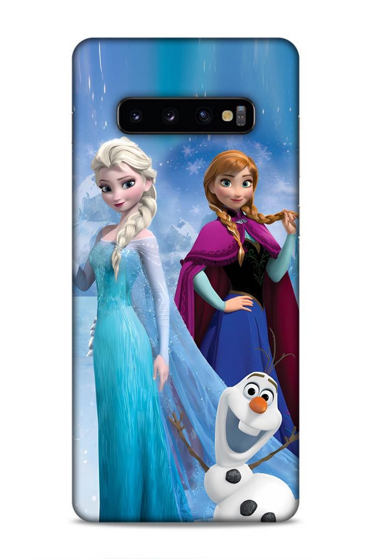 Lopard Samsung Galaxy S10 Plus Vega Hifi 30 Elsa Anna Frozen Bordo Kenarları Şeffaf Kapak