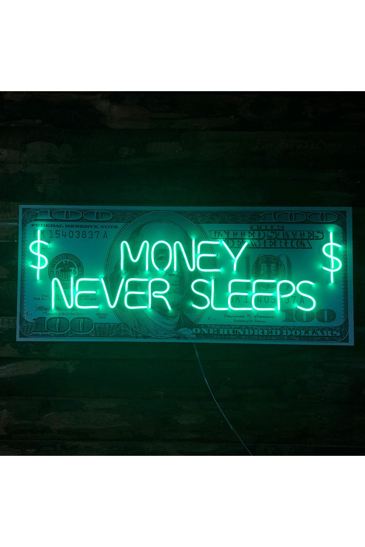 Neon Money Never Sleeps Neon Tablo