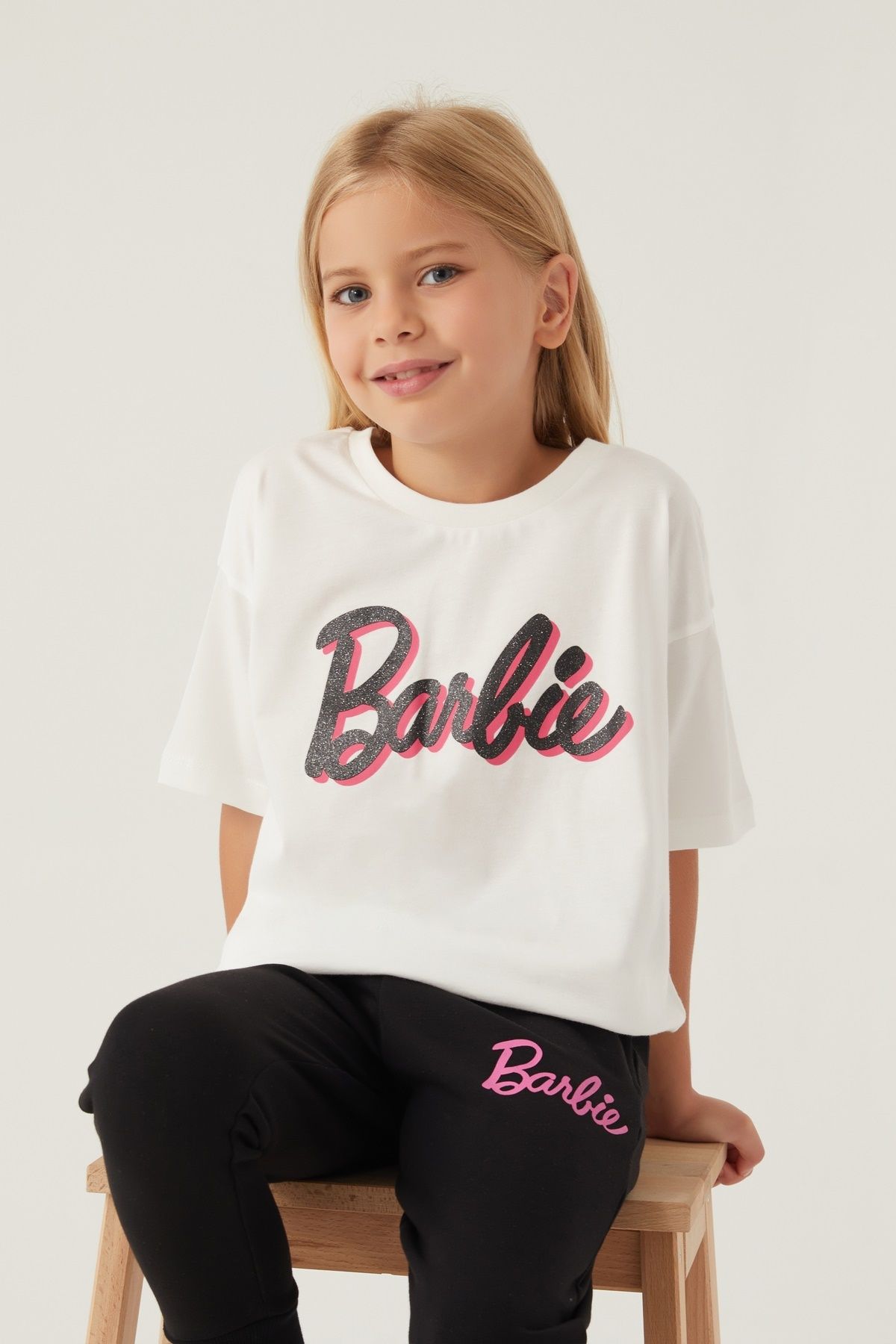 Barbie Kız Çocuk, Lisanslı, Barbie, Krem, % 100 Pamuk, Kısa Kol T-shirt