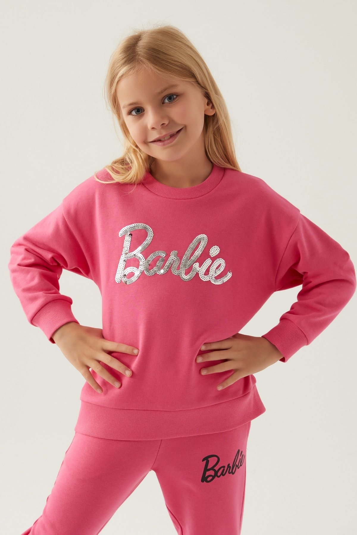 Barbie Kız Çocuk, Lisanslı, Barbie, Pul Detaylı, Sweatshirt