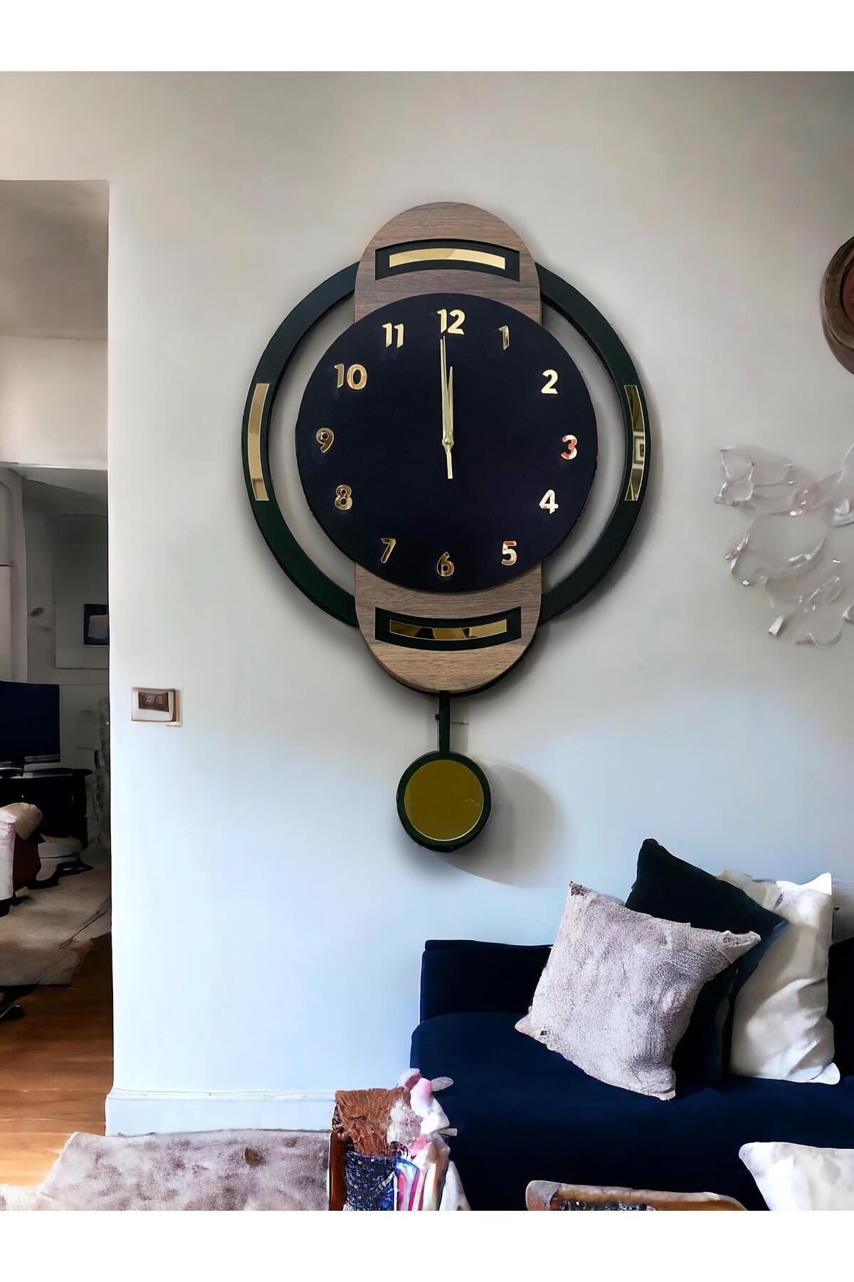 Ste Desing DMR01 Duvar ,Duvar Saati, Ahşap Saat, Sarkaçlı Saati Ahşap Sarkaçlı Duvar Saati,Wall Clock