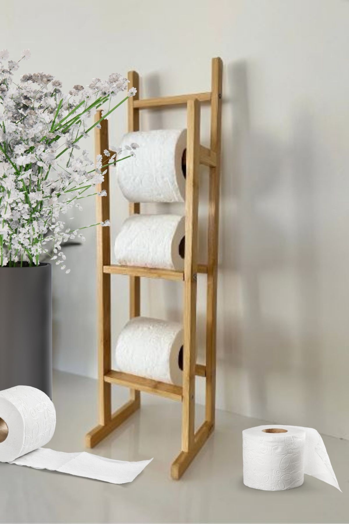 MİEN Bambu  Tuvalet Kağıtlığı Yedekli