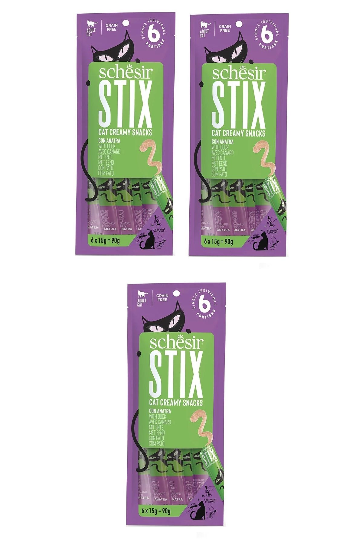 Schesir Stix Ördekli Krema Kedi Sıvı Ödülü 6 X 15 Gr. 3 Lü Paket