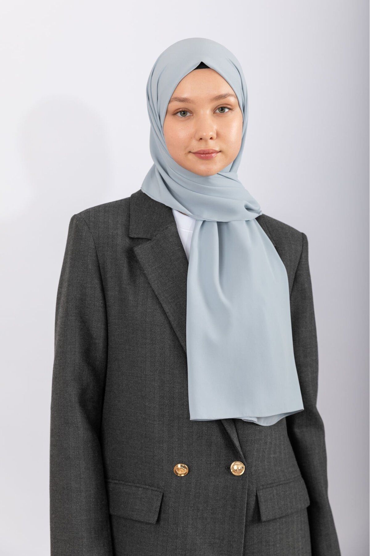 hijabchi İthal Medine İpeği - Metalik Gri