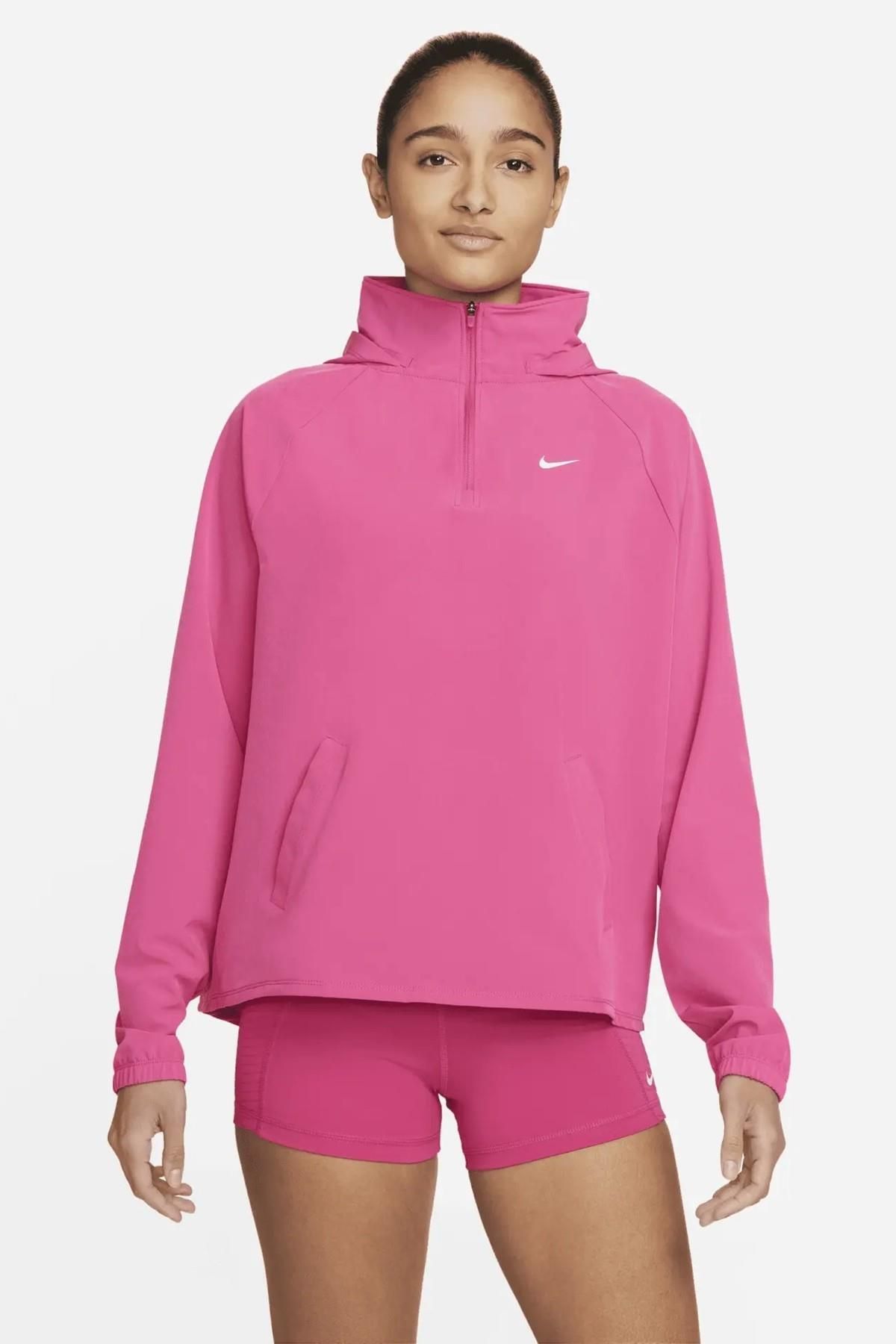 Nike Pro Training Packable 1/4 Zip Pink Jacket Çantaya Dönüşebilen Fermuarlı Ceket Pembe
