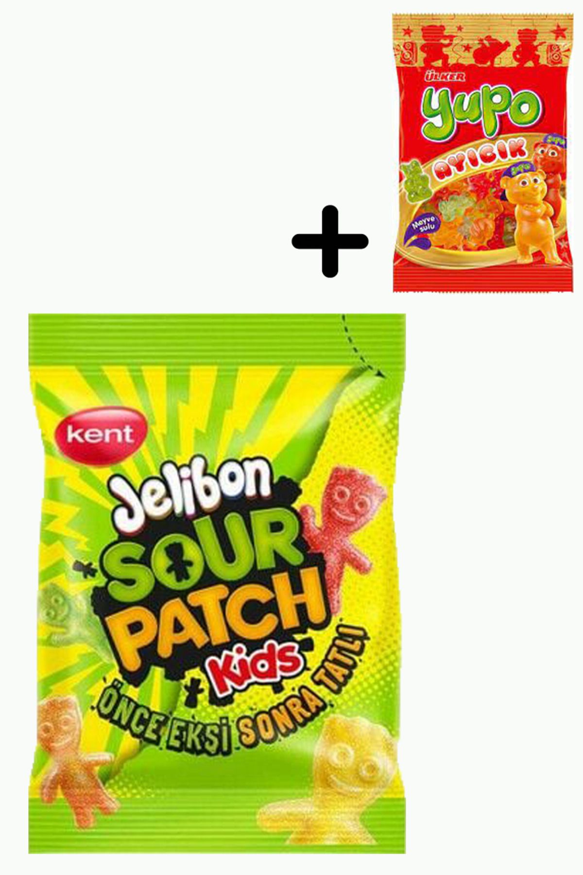 Ülker Jelibon Sour Patch Kids Şekerleme 80 gr 24 Adet + Ülker Yupo Ayıcık 1 Adet 80 gr