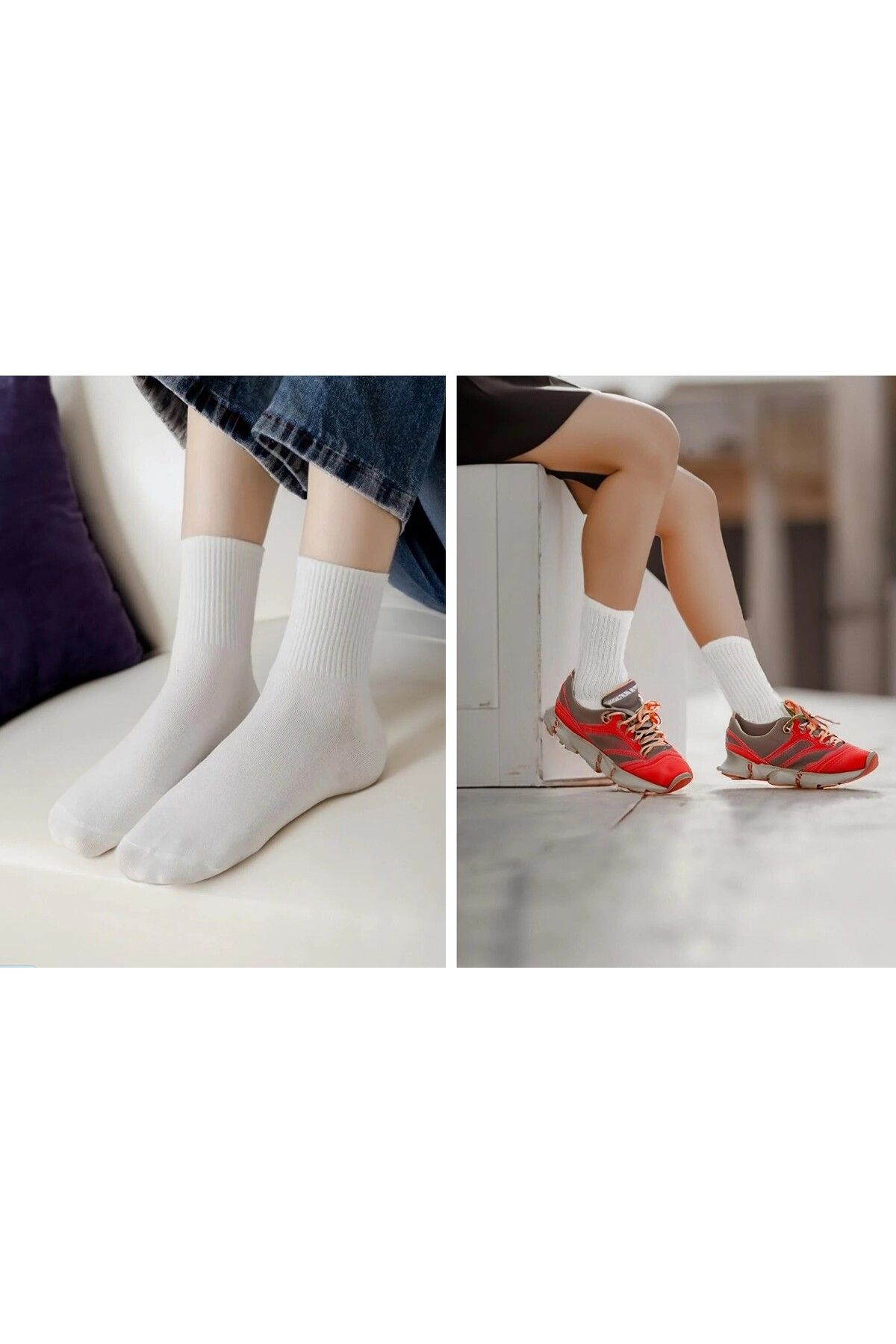 Ballet Unisex Beyaz Tenis Çorabı Kolej Çorap (5'li)