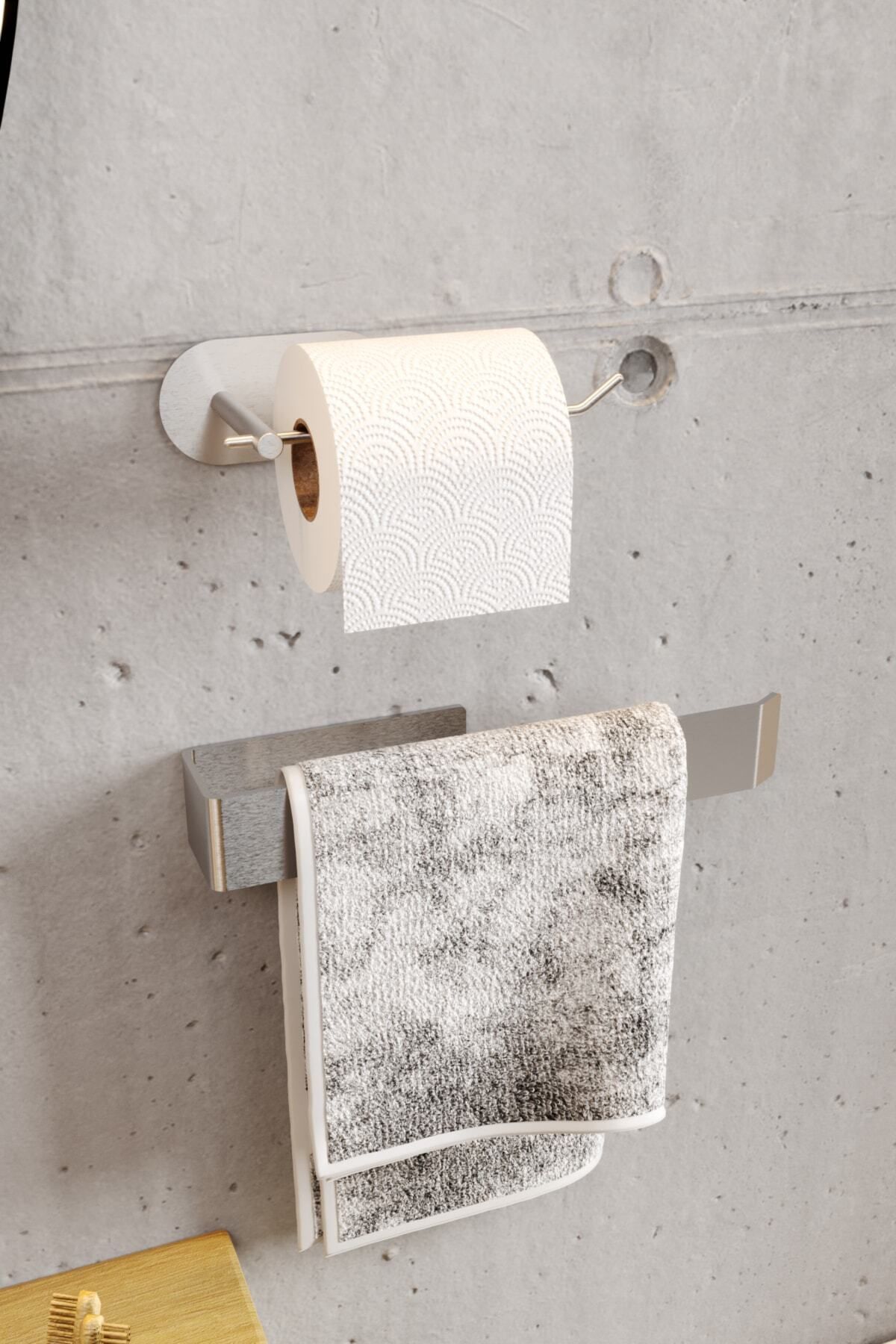 Zift Unique Paslanmaz Çelik Set , Havlu Askısı Ve Tuvalet Kağıtlığı Takım - Havluluk & Tuvalet Kağıdı Askısı