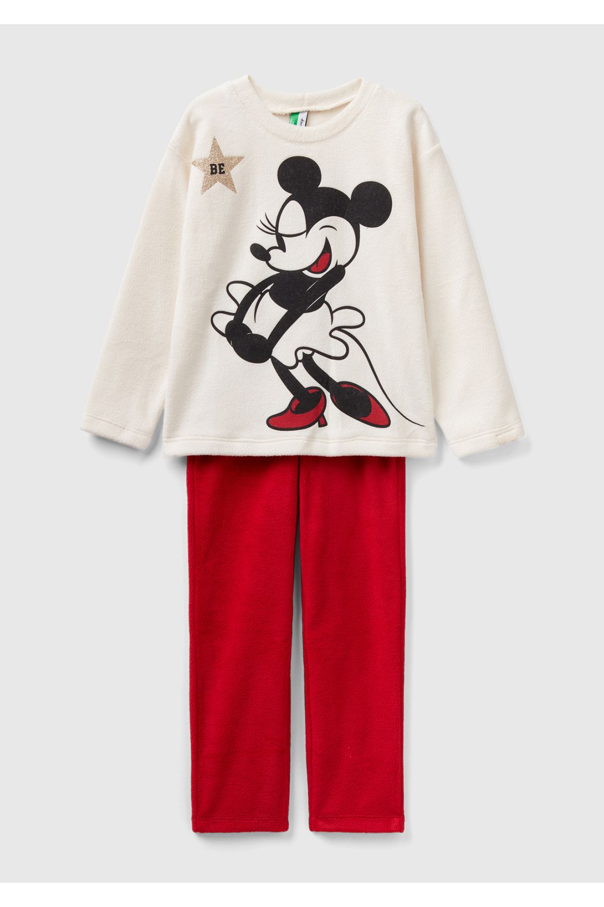 United Colors of Benetton Erkek Çocuk Krem Mickey Baskılı Pijama Takımı