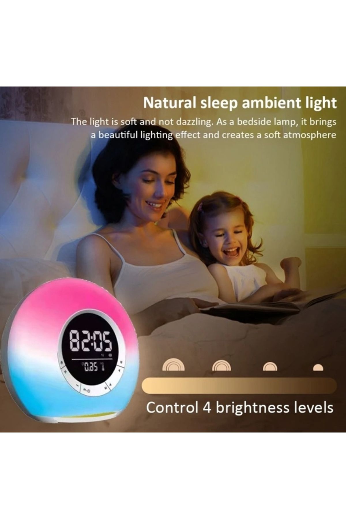 gaman Akıllı Masa Saati Bluetooth Hoparlörlü Gece Lambası Radyolu Speaker Masa Saati Alarm Derece P11