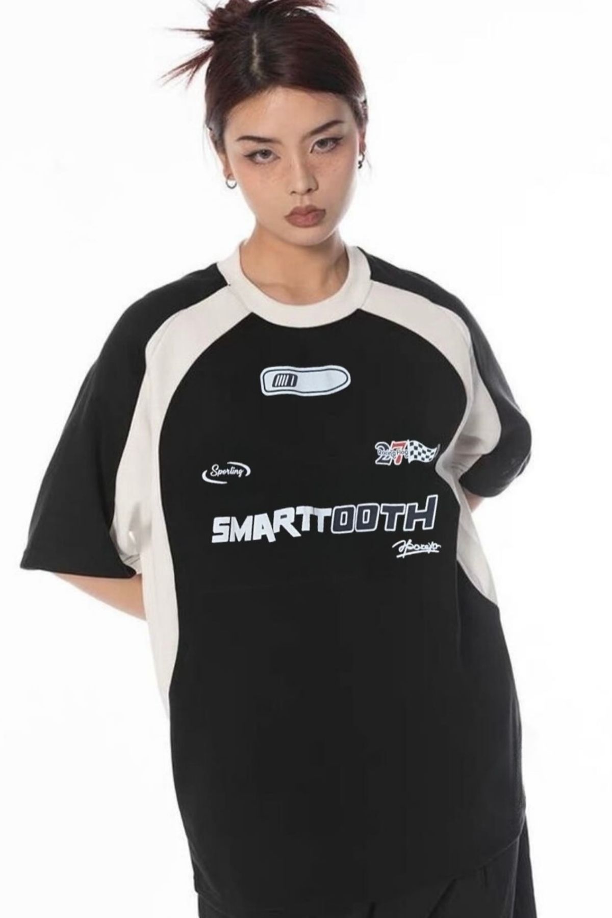 Ef Butik Siyah Unisex Y2K Harajuku Smarttooth T-Shirt