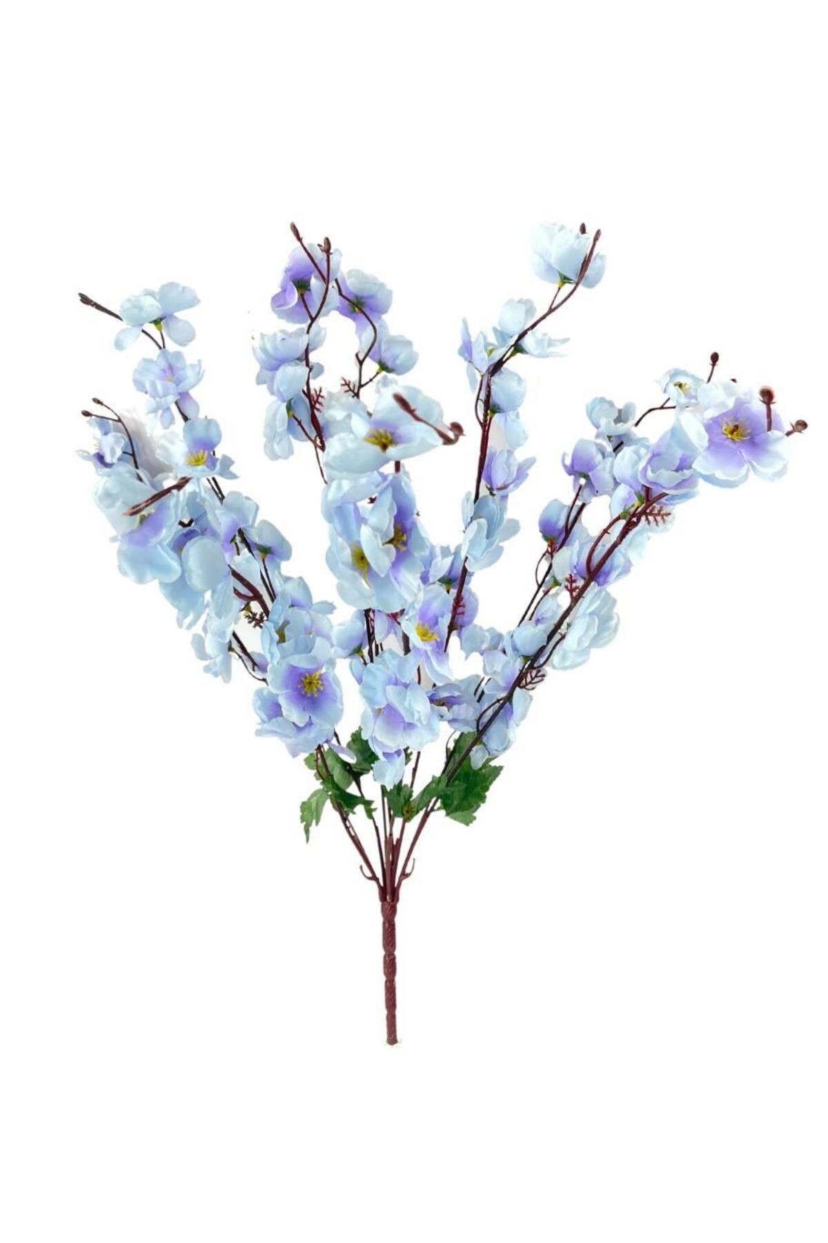 Nettenevime Yapay Çiçek Bahardalı Japon Kiraz Çiçeği 7 Dallı 57cm Mavi
