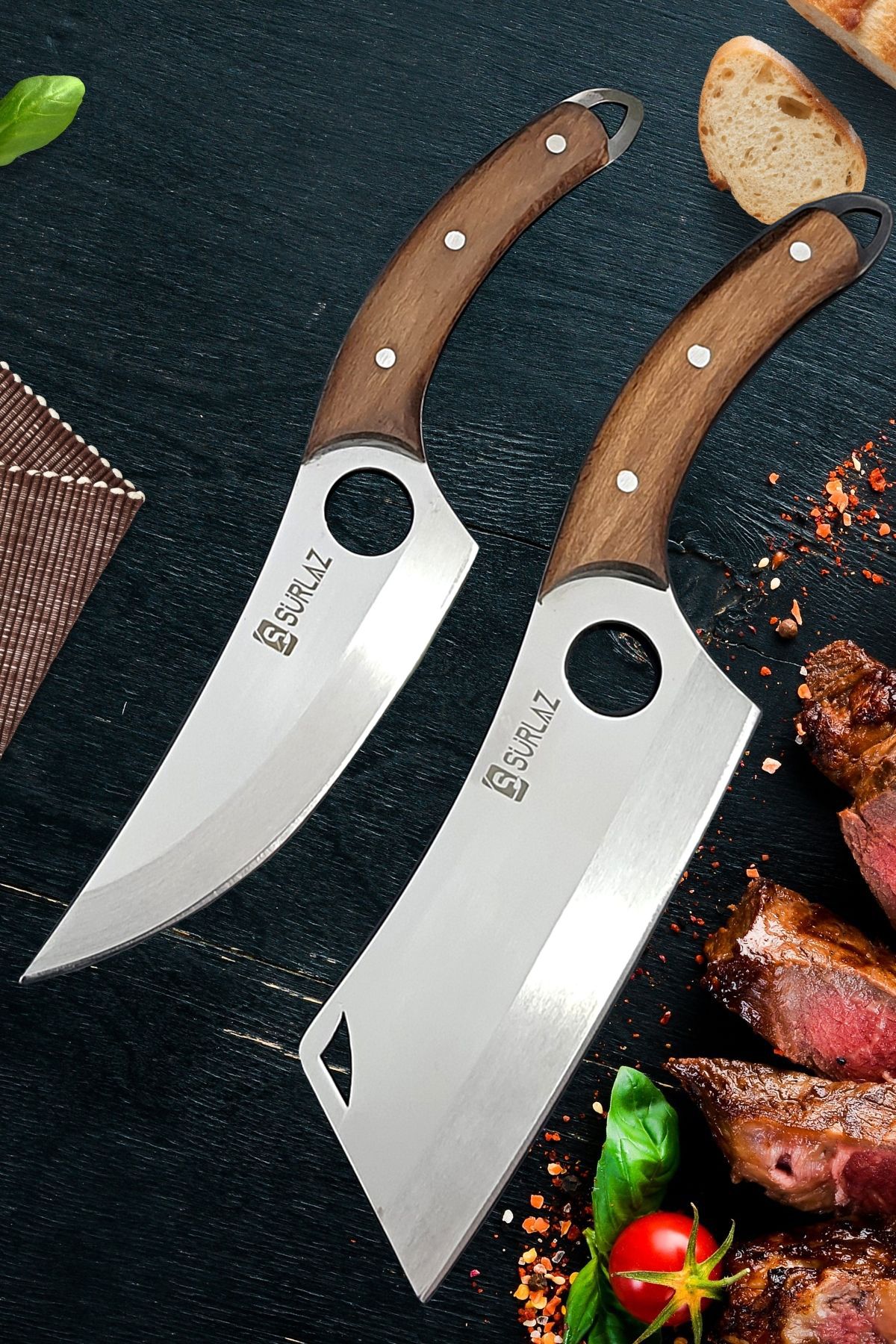 SürLaz Kamp Bıçağı Çakı 2 Parça Outdoor Bıçak Seti Kampçılara Özel