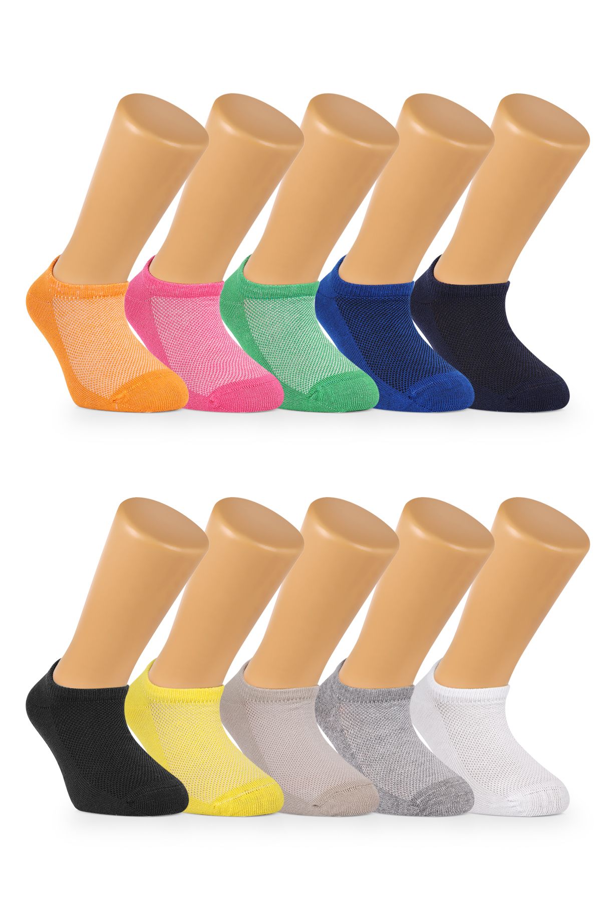 Ozzy Socks 10 Çift Dikişsiz Pamuklu Bebek Çocuk Görünmez Sneaker Patik Çorap