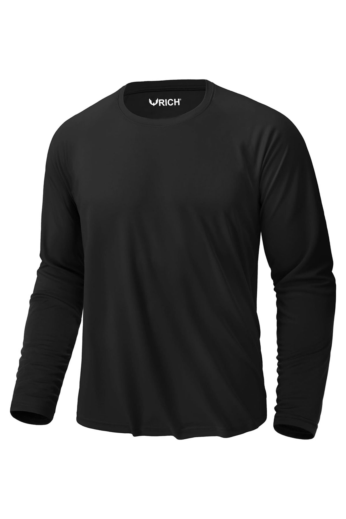 Rich Erkek Siyah Basic Uzun Kollu Tişört Sporcu Body T-shirt