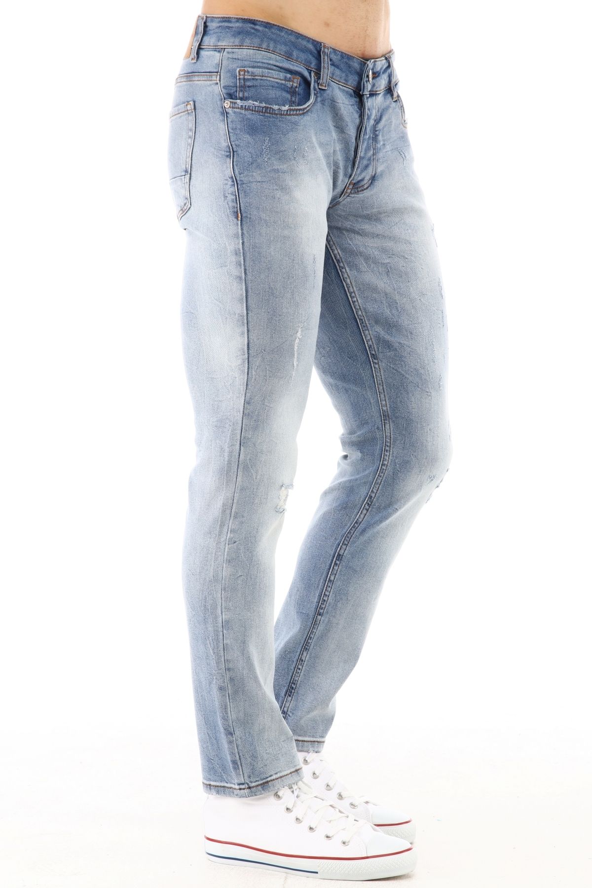 CEDY DENIM Erkek Kırık Mavi Likralı Dar Paça Slim Fit Jean Jake Kot Pantolon C300