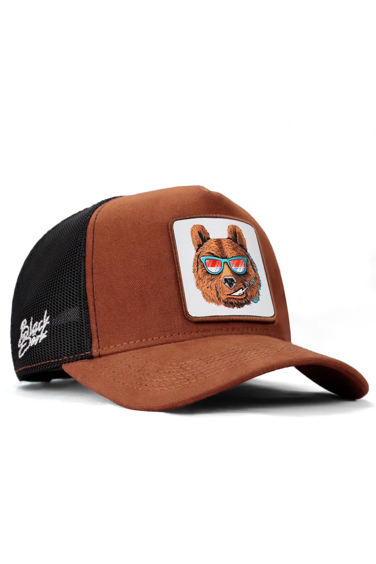 BlackBörk V1 Trucker Ayı - 3bc Kod Logolu Unisex Camel-siyah Şapka (CAP)