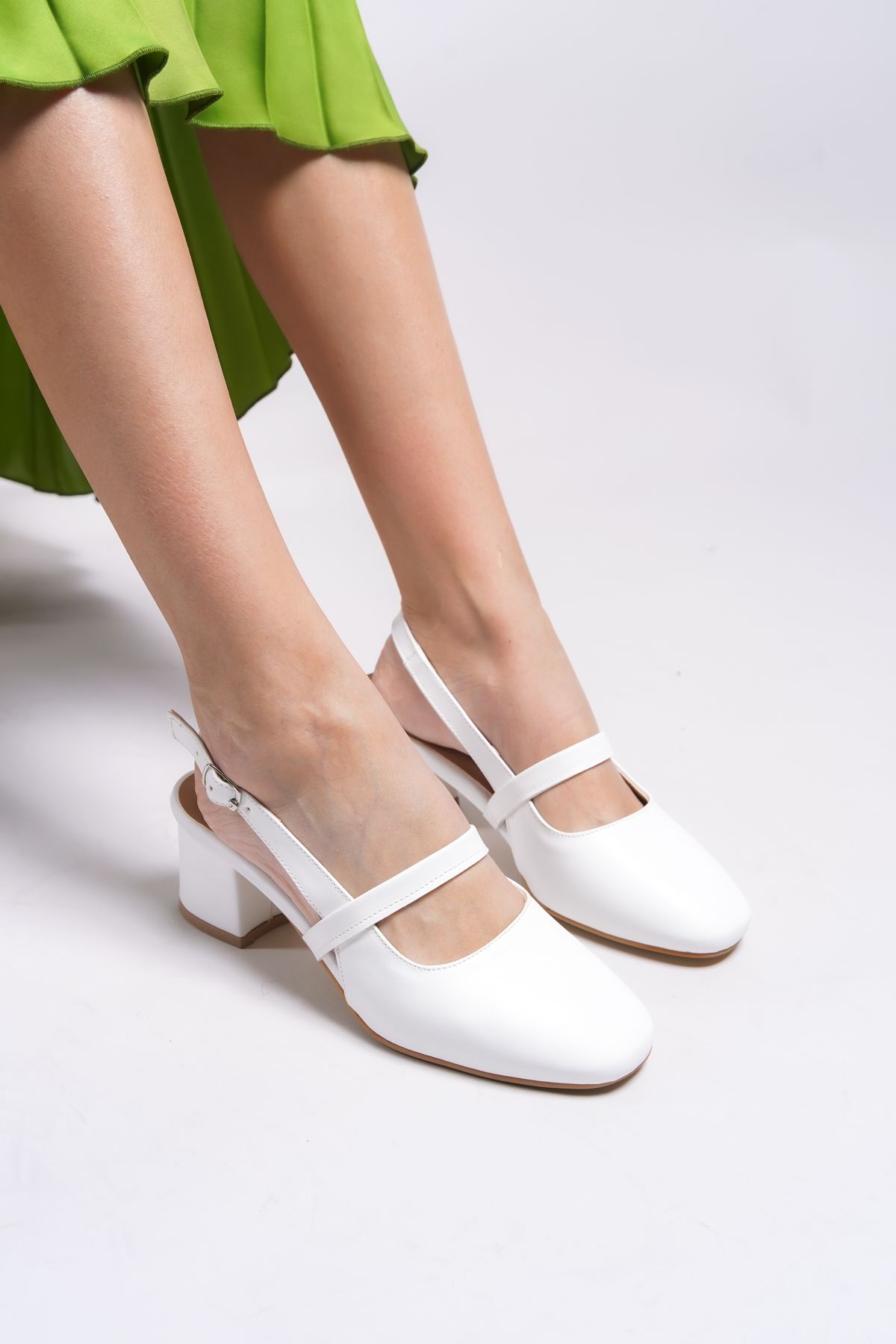 Riccon Linnorel Kadın Topuklu Ayakkabı 0012109 Beyaz Cilt