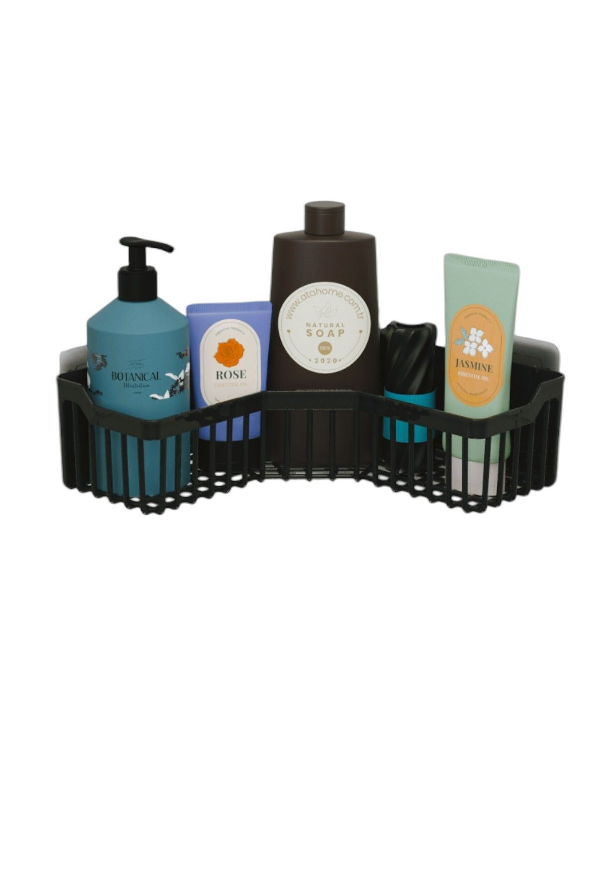 ATA HOME Banyor Köşe Yapışkanlı Banyo Rafı, Köşe Banyo Düzenleyici, Duş Rafı Organizer Şampuanlık, Plastik