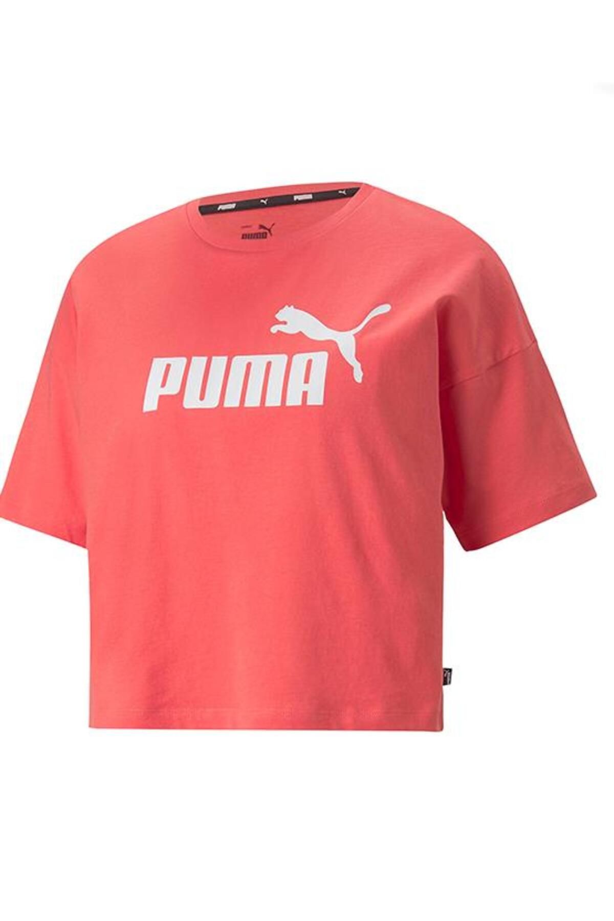 Puma ESS Cropped Logo Tee Salmon