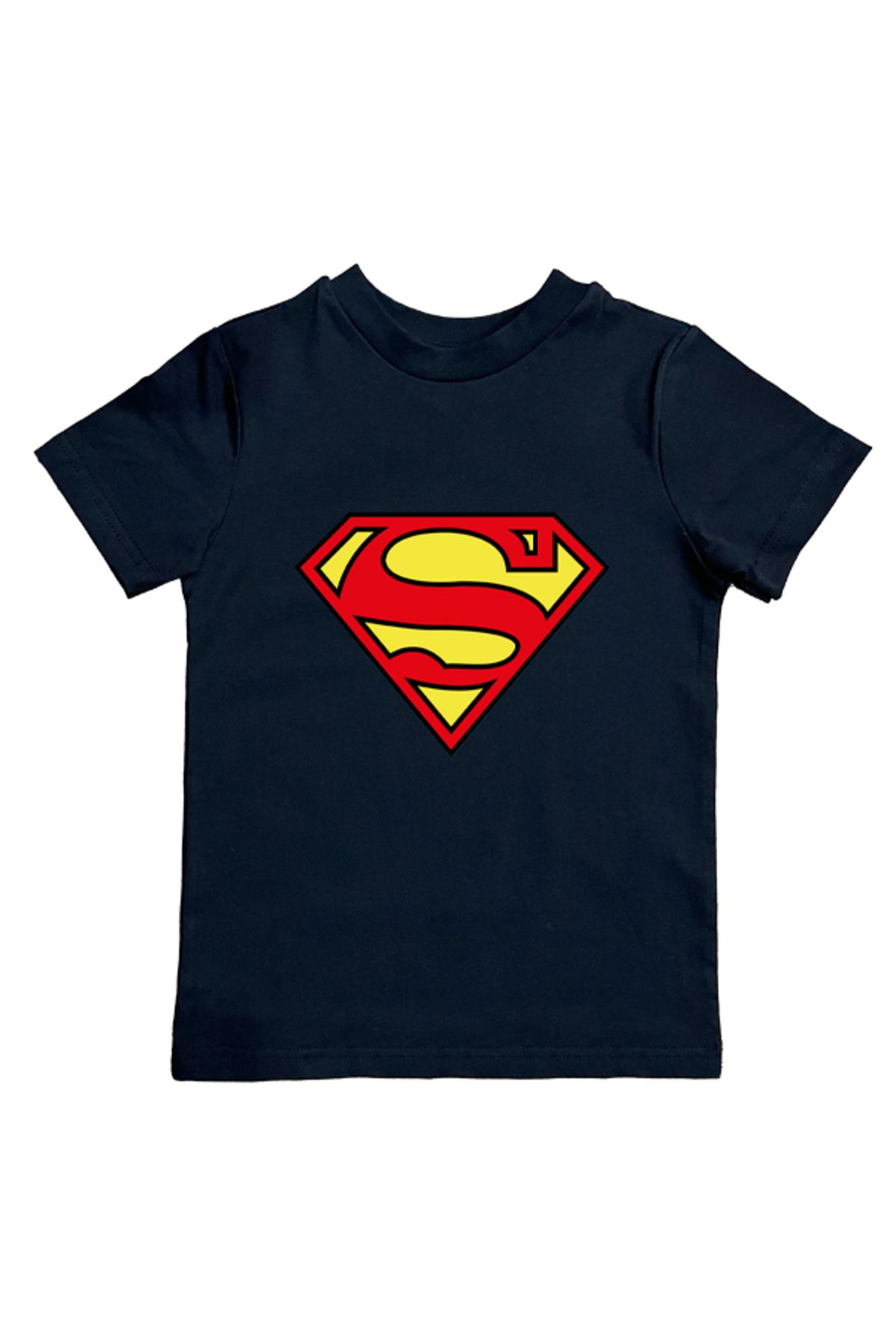 Superman baskılı pamuklu penye kumaş yazlık çocuk tişört